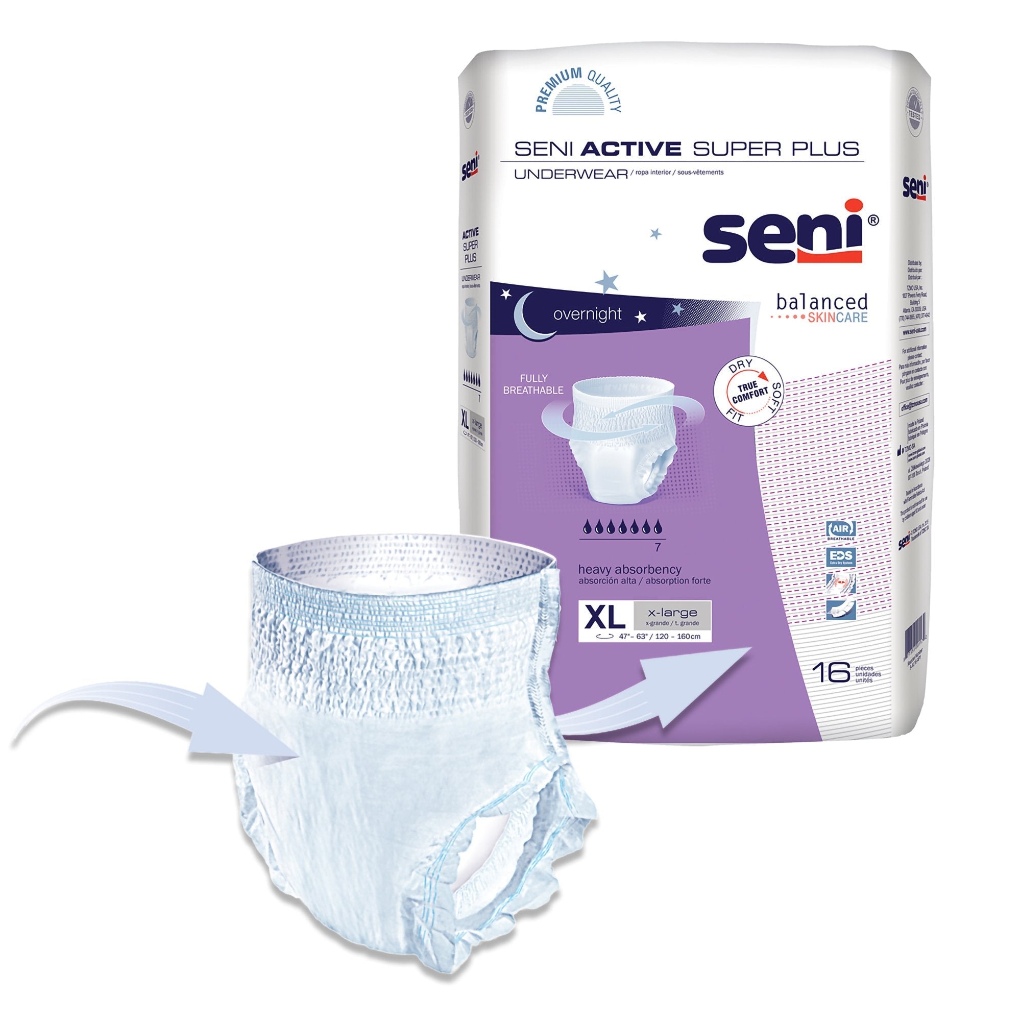 Seni® Active Super Plus Absorbent Underwear, X-Large (16 Units)