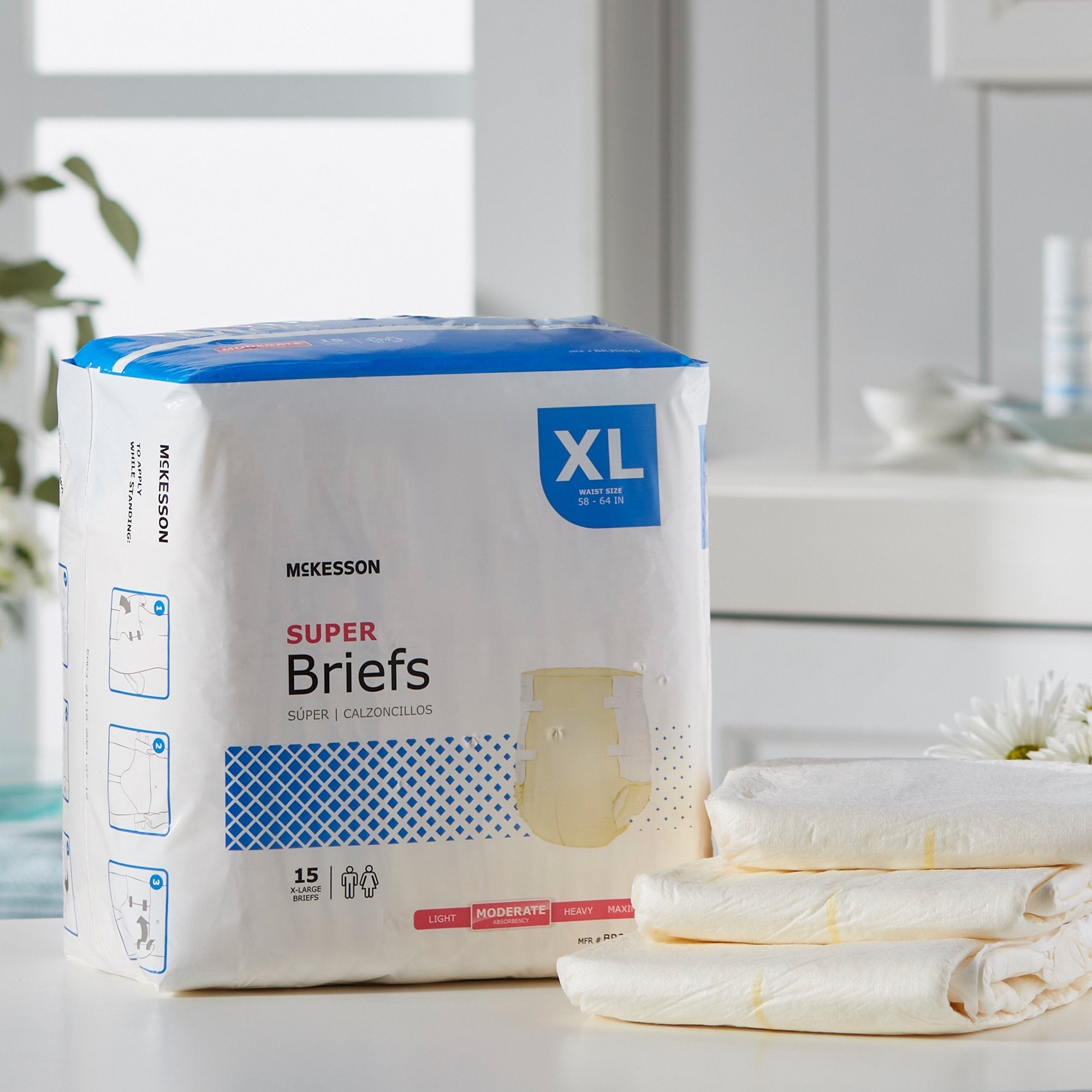 McKesson Super Moderate Absorbency Incontinence Brief, Extra Large (15 Units)