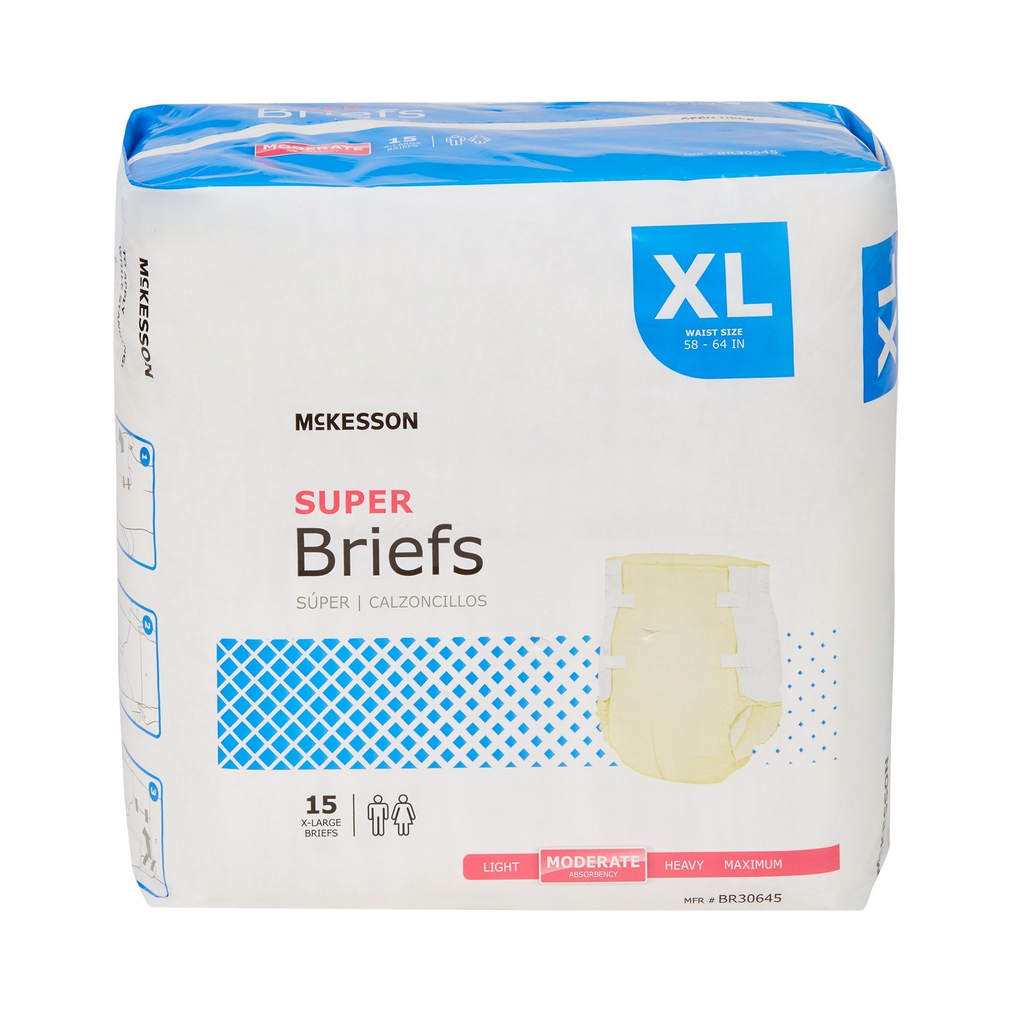 McKesson Super Moderate Absorbency Incontinence Brief, Extra Large (15 Units)