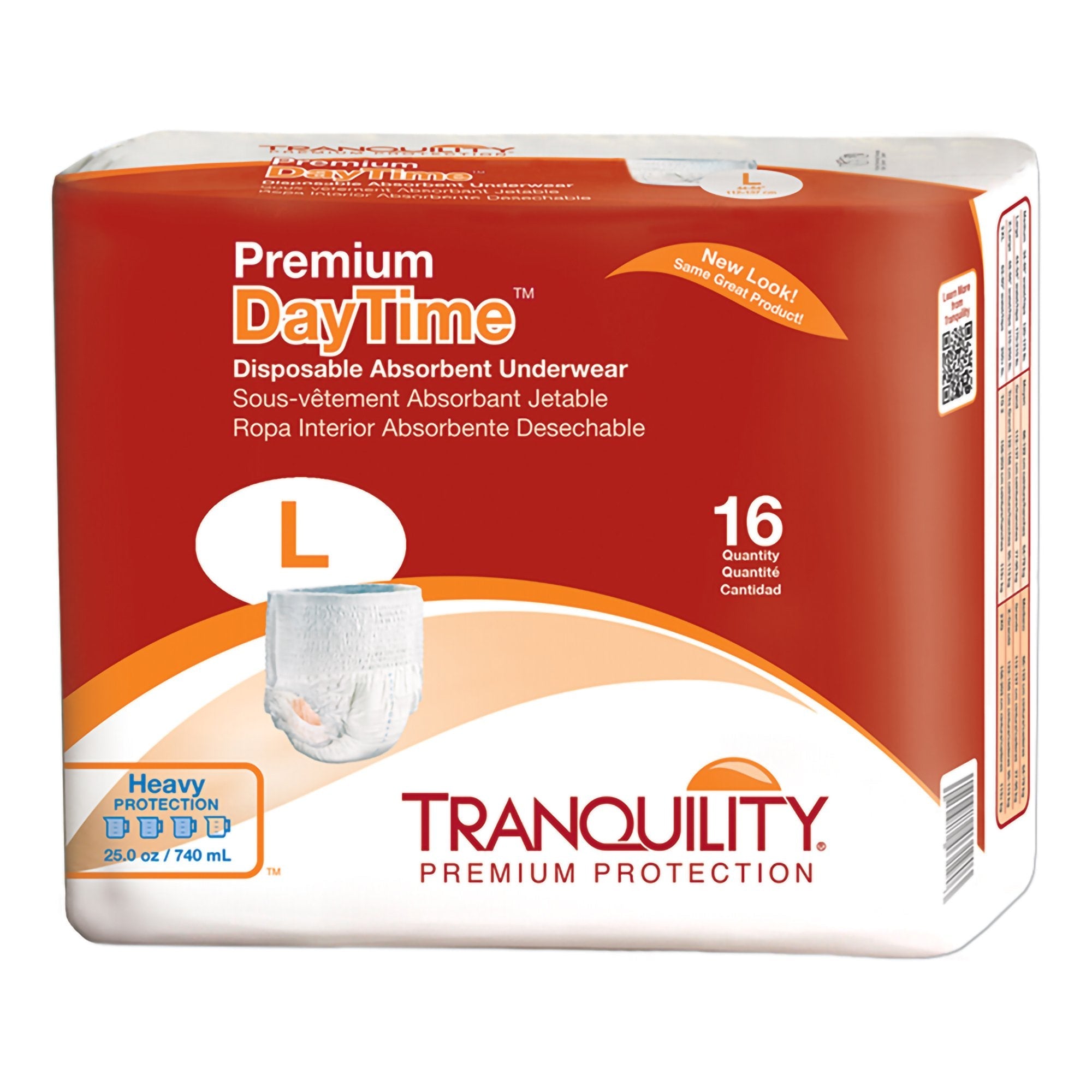 Tranquility Premium DayTime Absorbent Underwear, Large 16-Pack