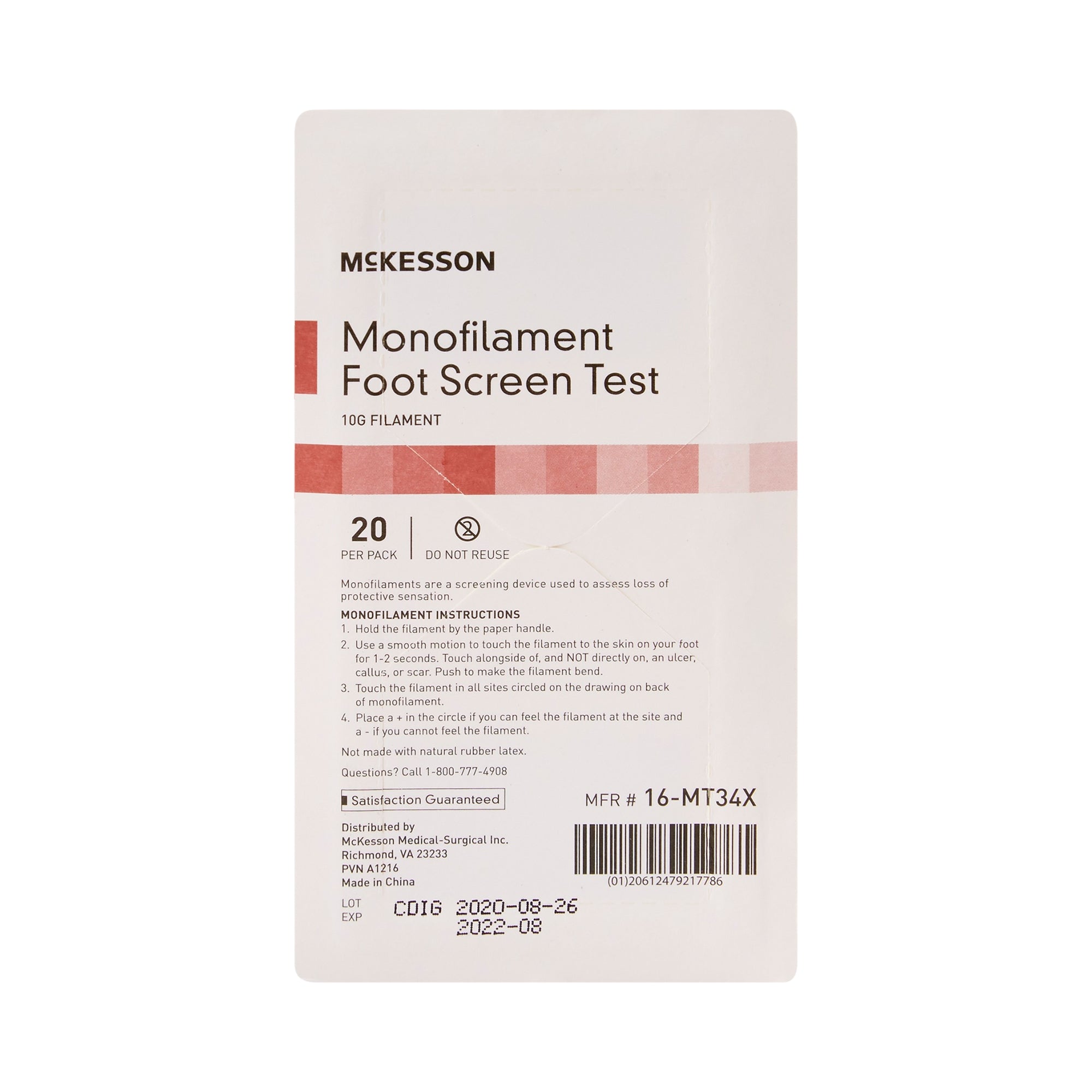 McKesson Monofilament Sensory Test - Diabetic Foot Ulcer Screening Tool, 20-Pack