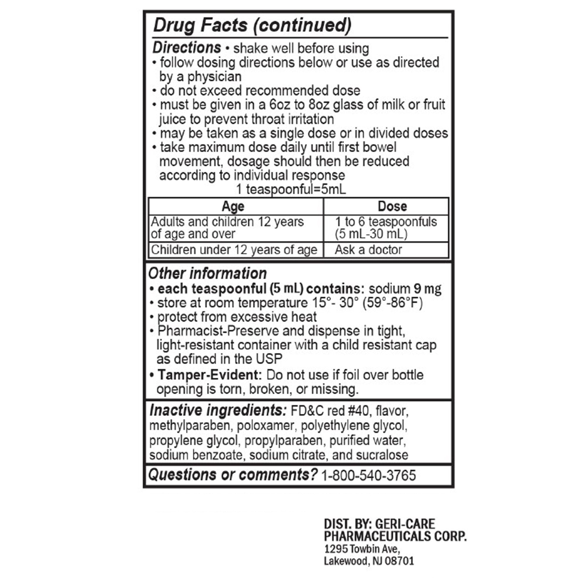 Stool Softener Geri-Care® Cherry Liquid 16 oz. 50 mg / 5 mL Strength Docusate Sodium - image 3