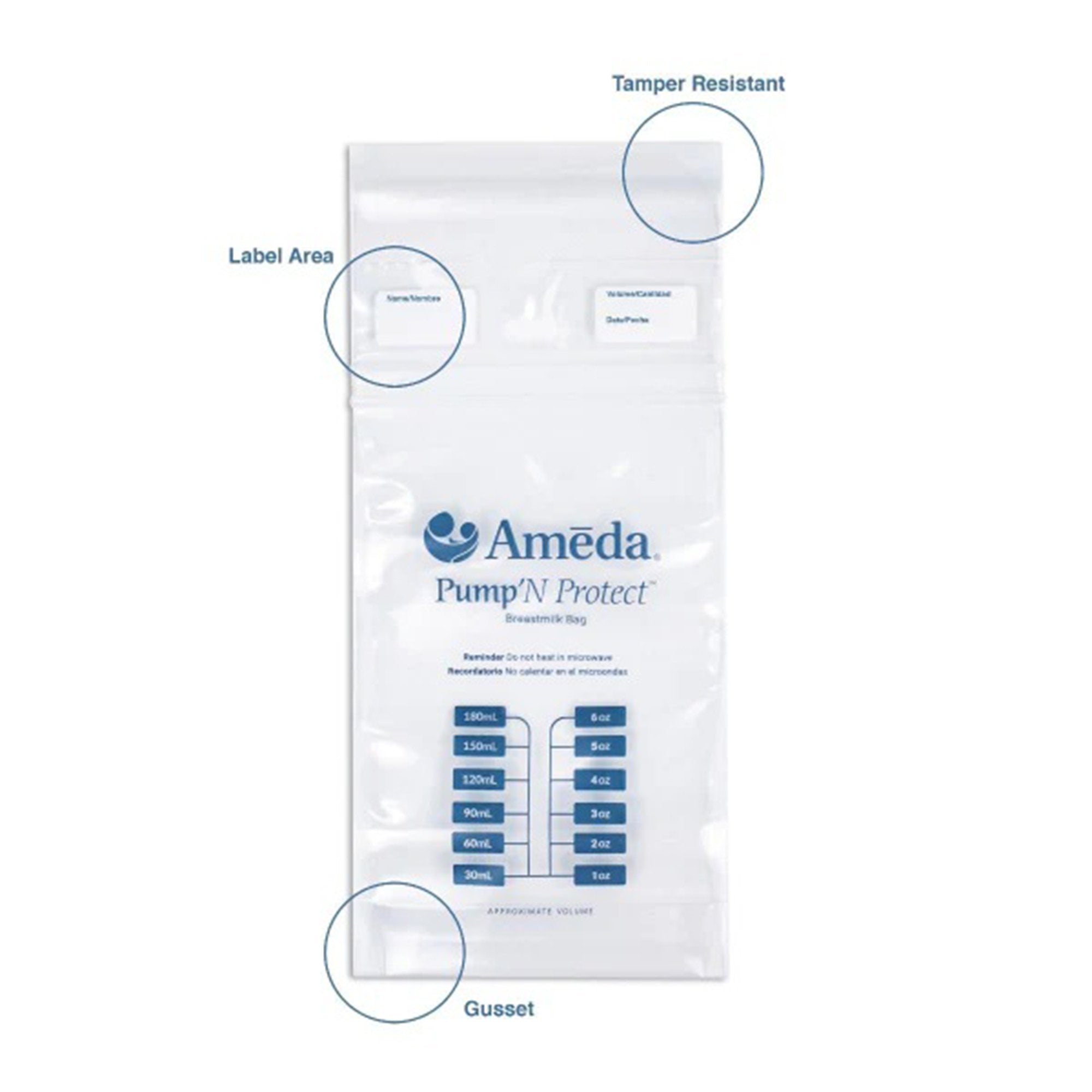 Breast Milk Storage Bag Ameda® Pump 'N Protect™ 6 oz. Plastic Clear - image 4
