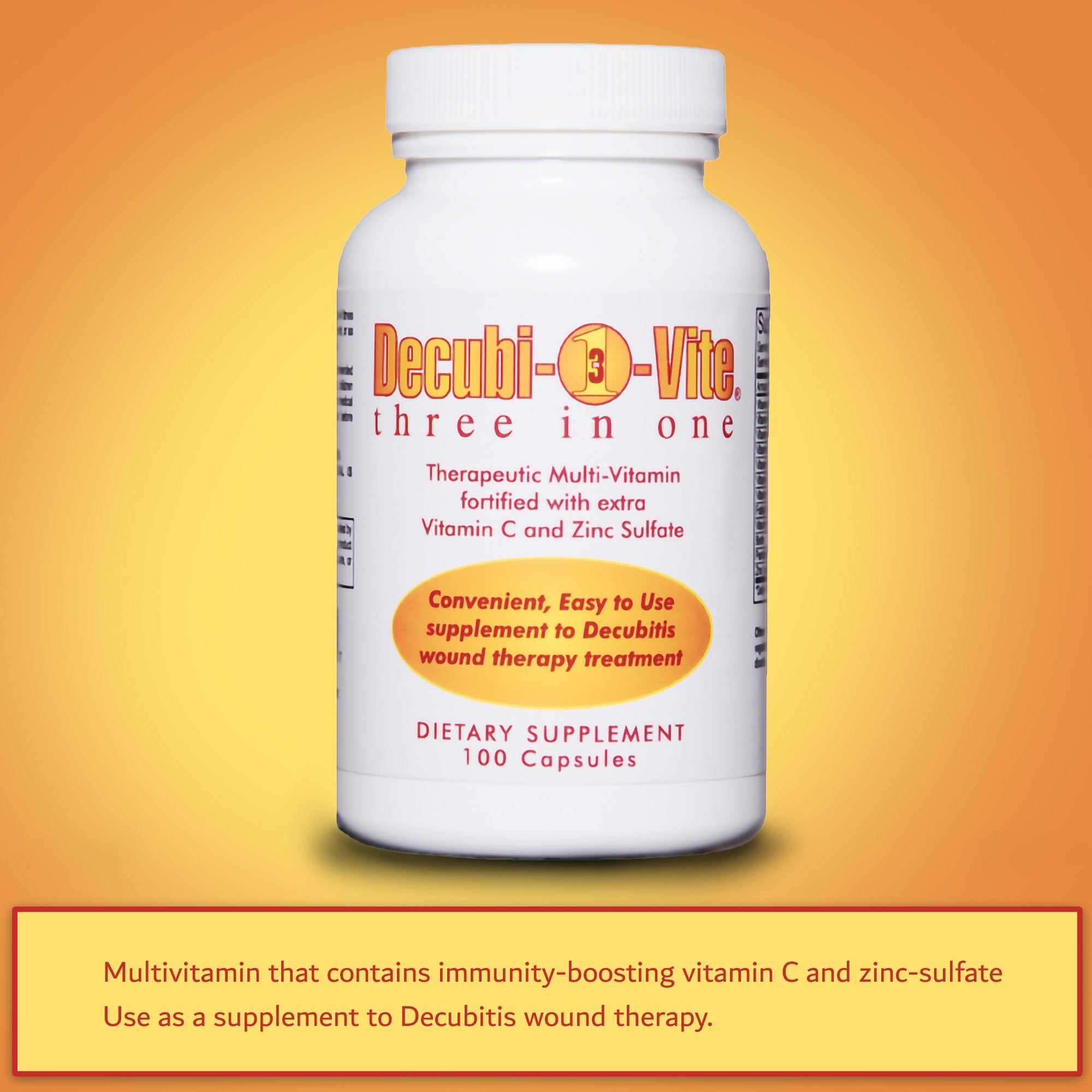 Multivitamin Supplement Decubivite® Three In One Vitamin / Minerals 500 mg Strength Capsule 100 per Bottle - image 5