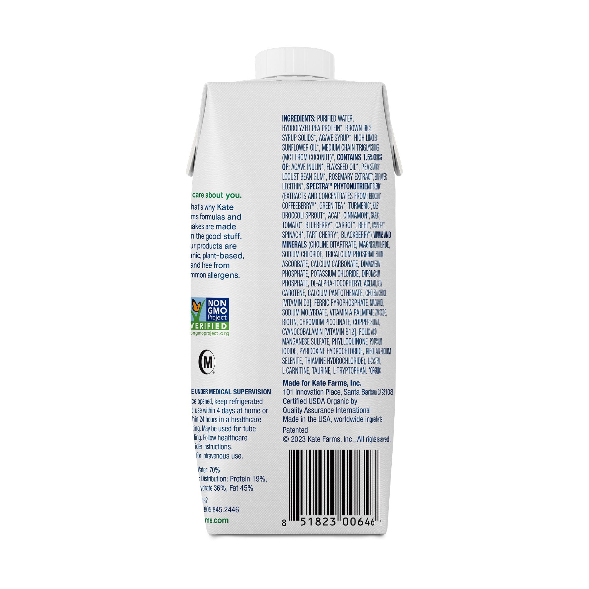 Oral Supplement Kate Farms Peptide 1.5 Plain Flavor Liquid 11 oz. Carton - image 3