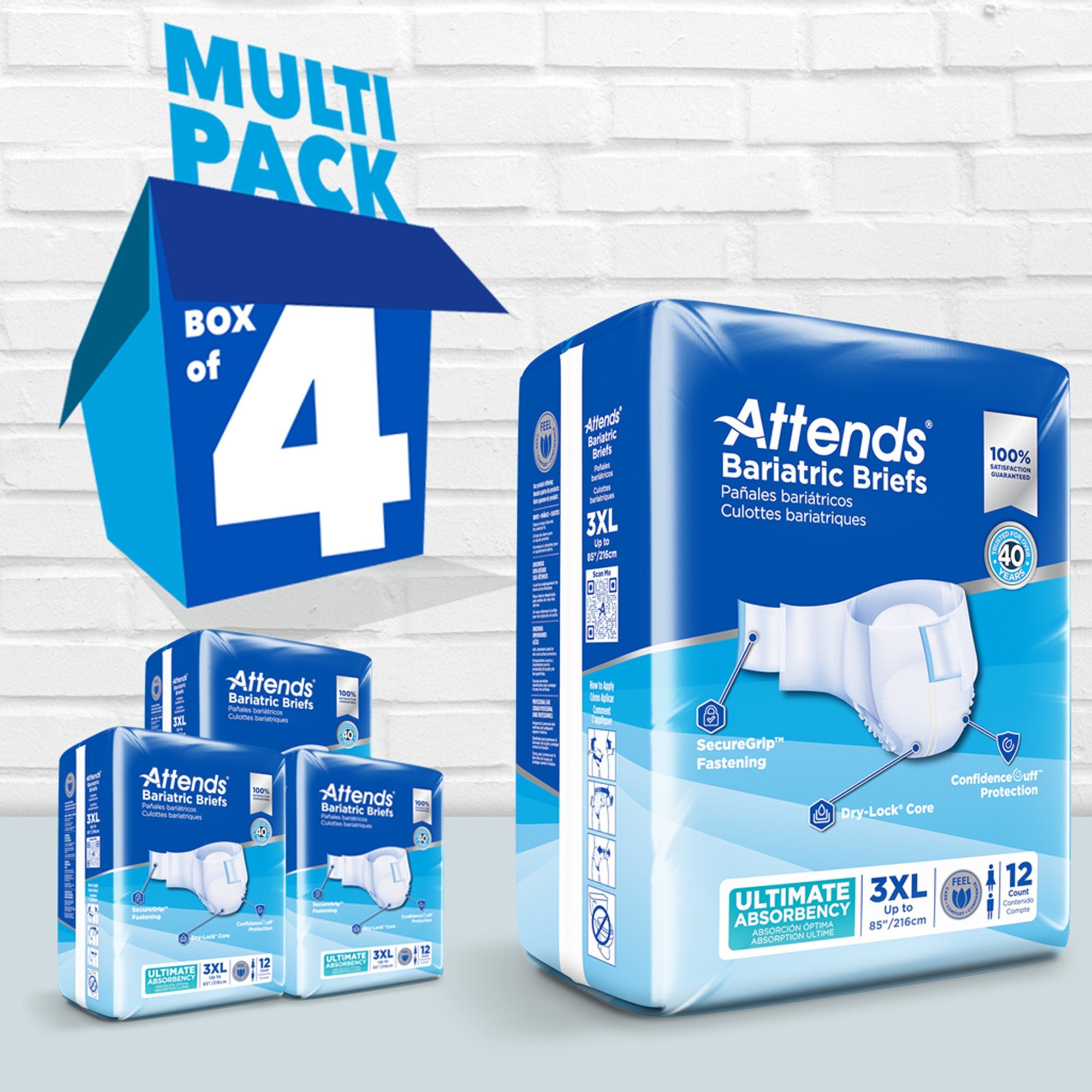 Incontinence Brief Attends® Bariatric Adult 3X-Large Unisex Disposable Heavy Absorbency - image 5