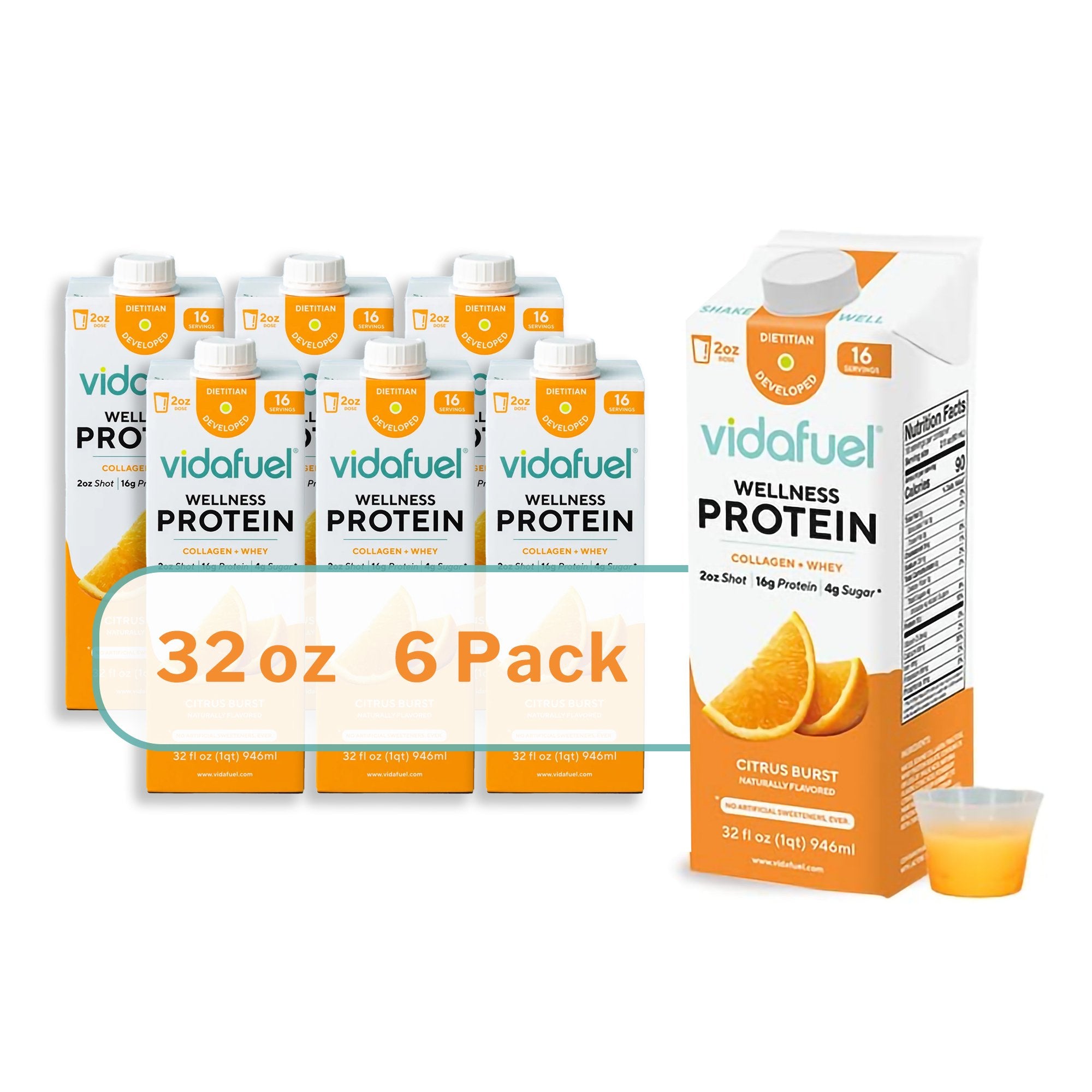 Oral Supplement Vida Fuel Wellness Protein Citrus Burst Flavor Liquid 32 oz. Reclosable Carton - image 10