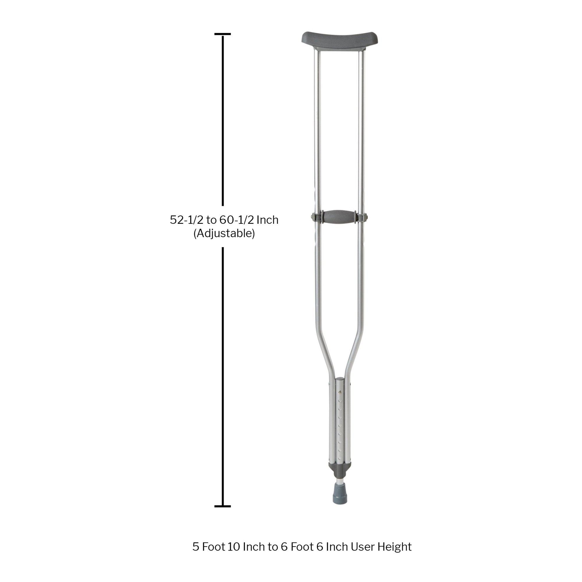 Underarm Crutches McKesson Tall Adult 5 Foot 10 Inch to 6 Foot 6 Inch User Height Aluminum Frame 350 lbs. Weight Capacity - image 3