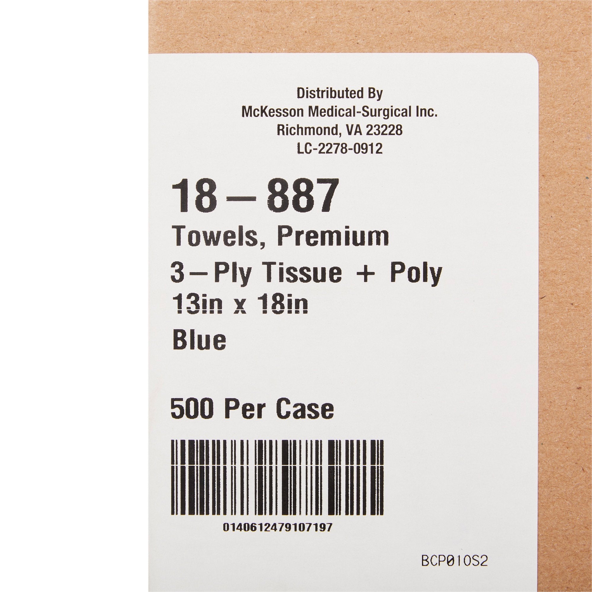 McKesson Premium Nonsterile Blue Procedure Towel, 13 x 18 Inch (500 Units)