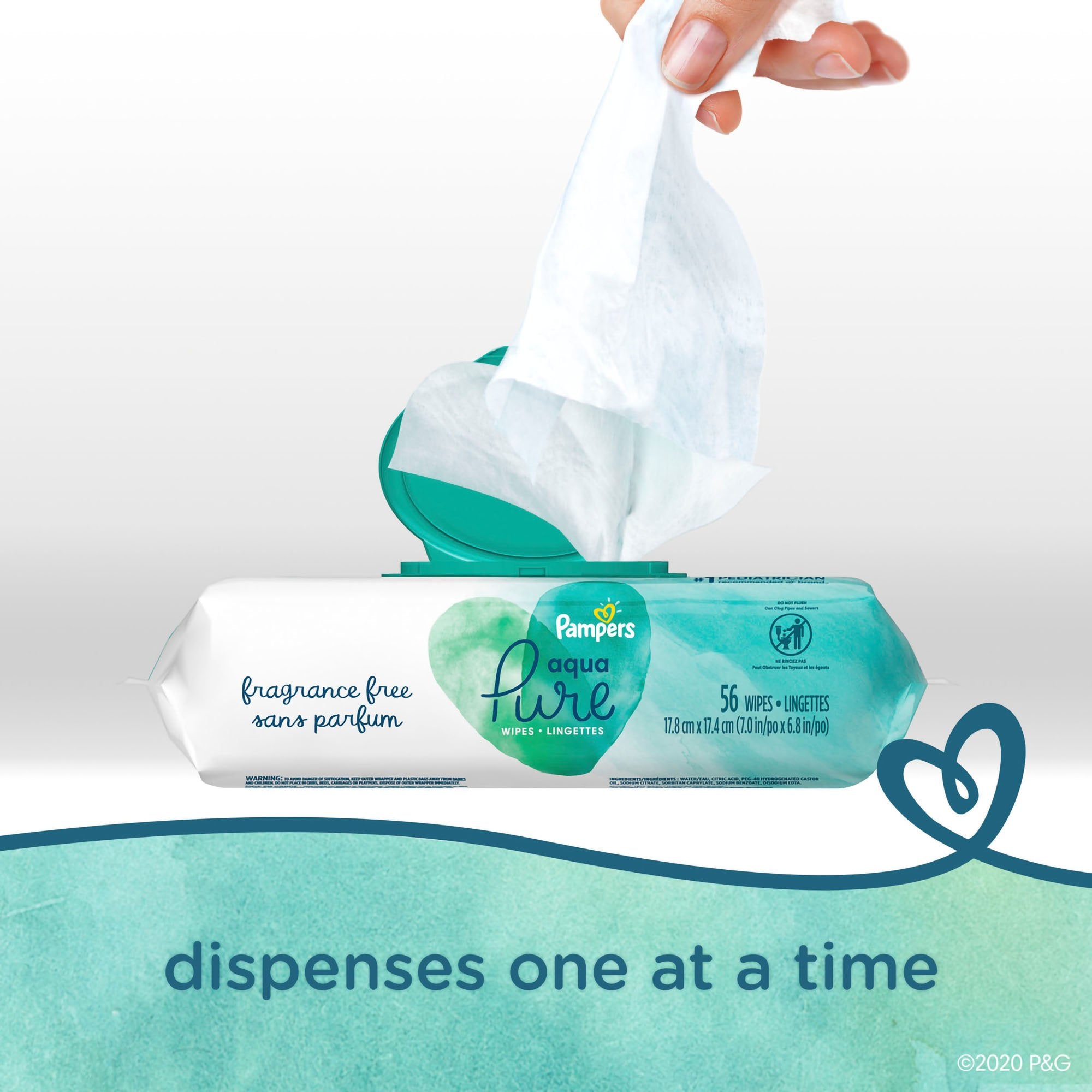 Baby Wipe Pampers® Aqua Pure® Soft Pack Unscented 56 Count - image 5