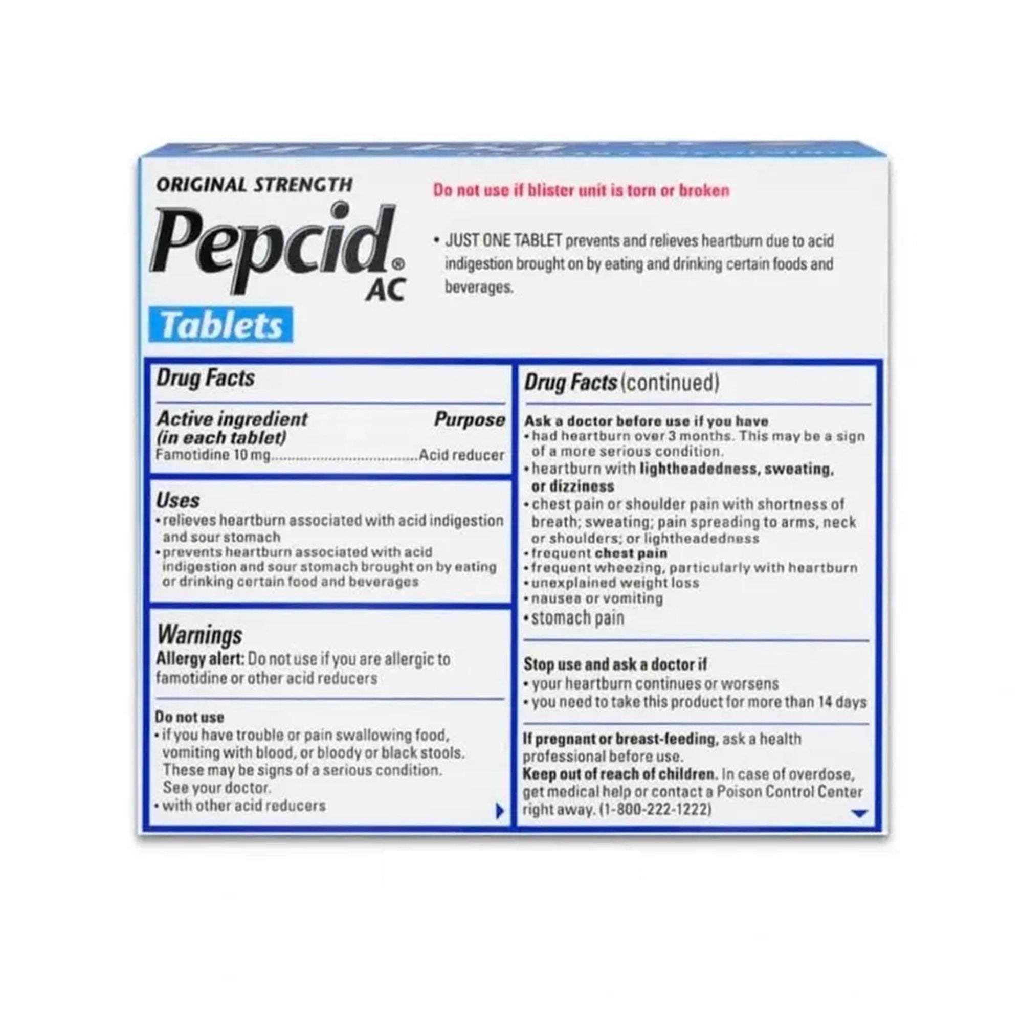 Antacid Pepcid® AC 10 mg Strength Tablet 30 per Box - image 3