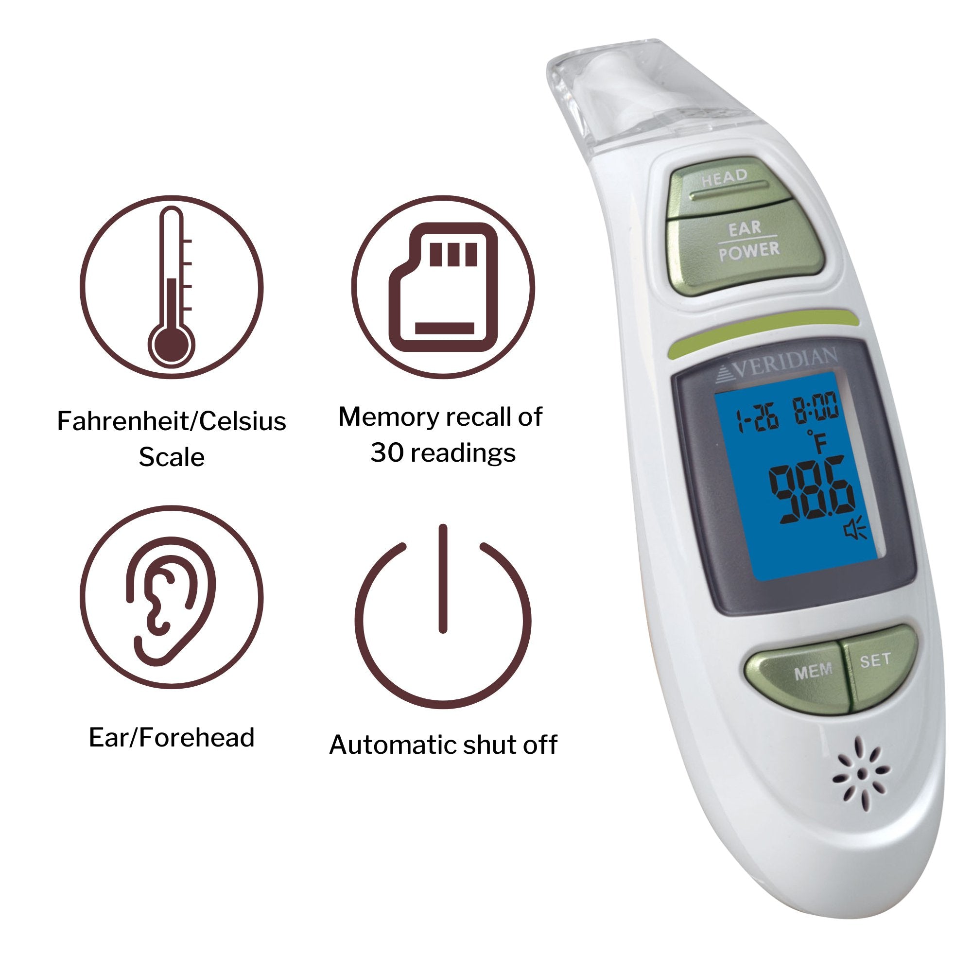 Non-Contact Skin Surface Thermometer Veridian Infrared Skin Probe Handheld - image 8