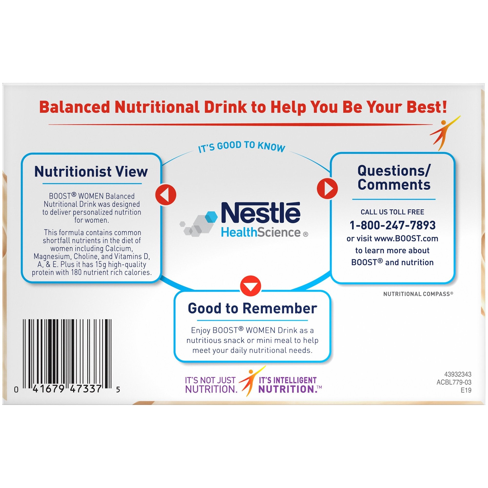 Boost® Women Vanilla Balanced Nutritional Drink, 8 oz. Bottle (6 Units)