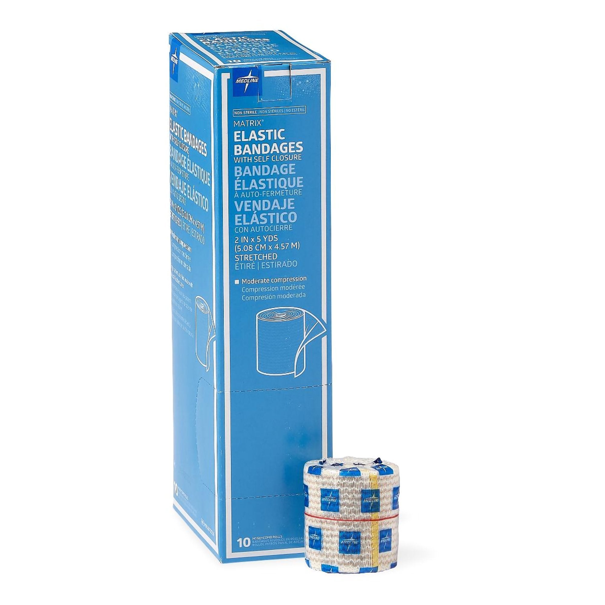 Elastic Bandage Matrix 2 Inch X 5 Yard Double Hook and Loop Closure Natural NonSterile Medium Compression