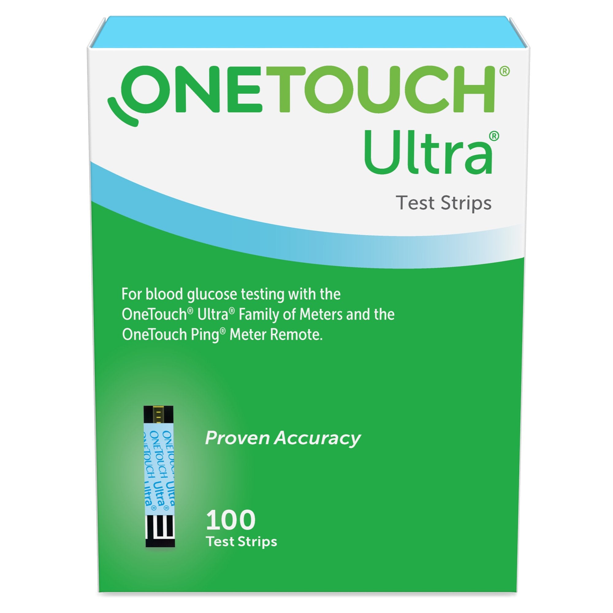 Blood Glucose Test Strips OneTouch® Ultra® Blue 100 Strips per Pack For OneTouch® Ultra® Blood Glucose Meter