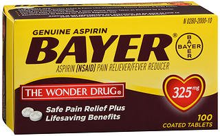 Pain Relief Bayer® 325 mg Strength Aspirin Tablet 100 per Box