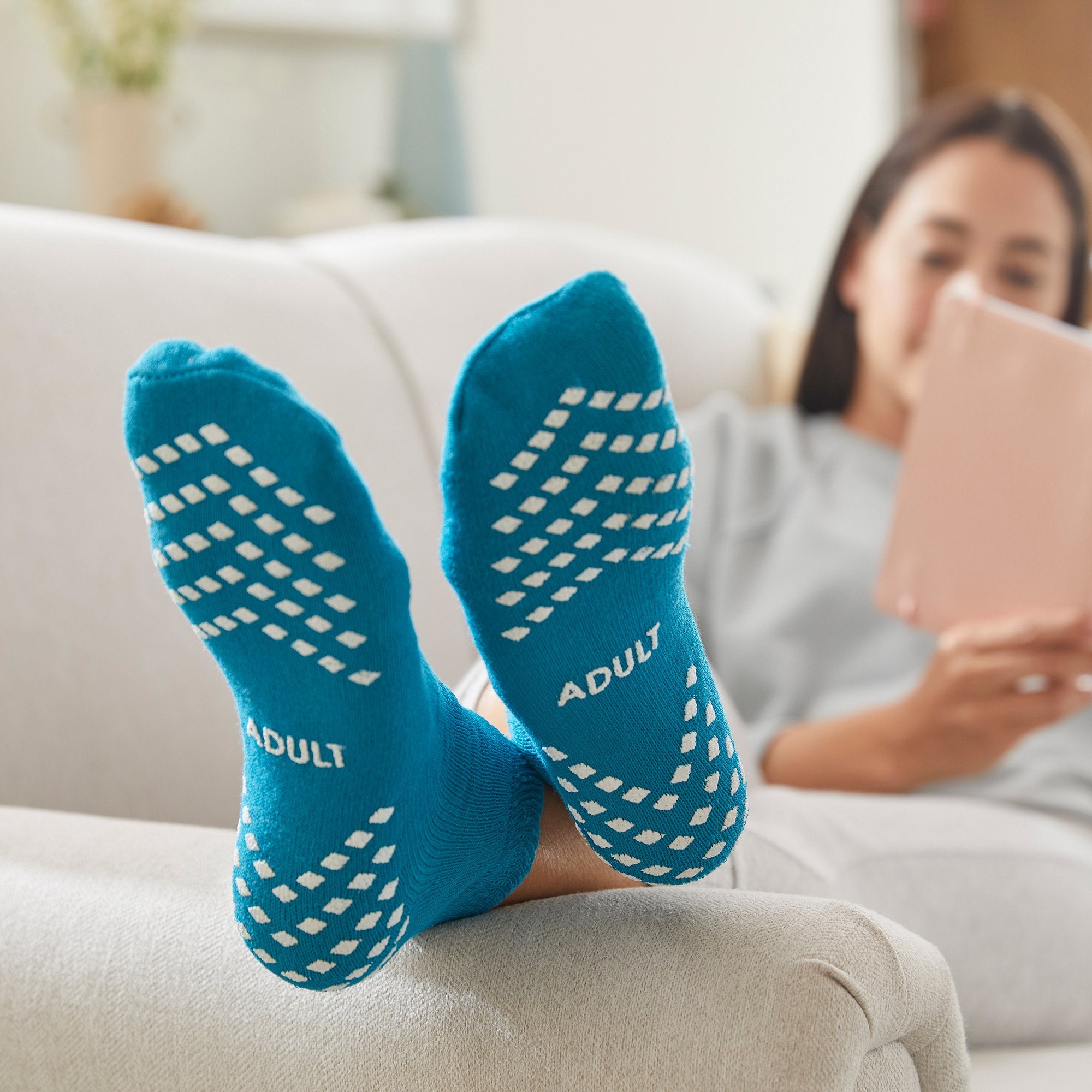 Slipper Socks McKesson Unisex Adult Large Single Tread Single Patient Use Teal - image 8