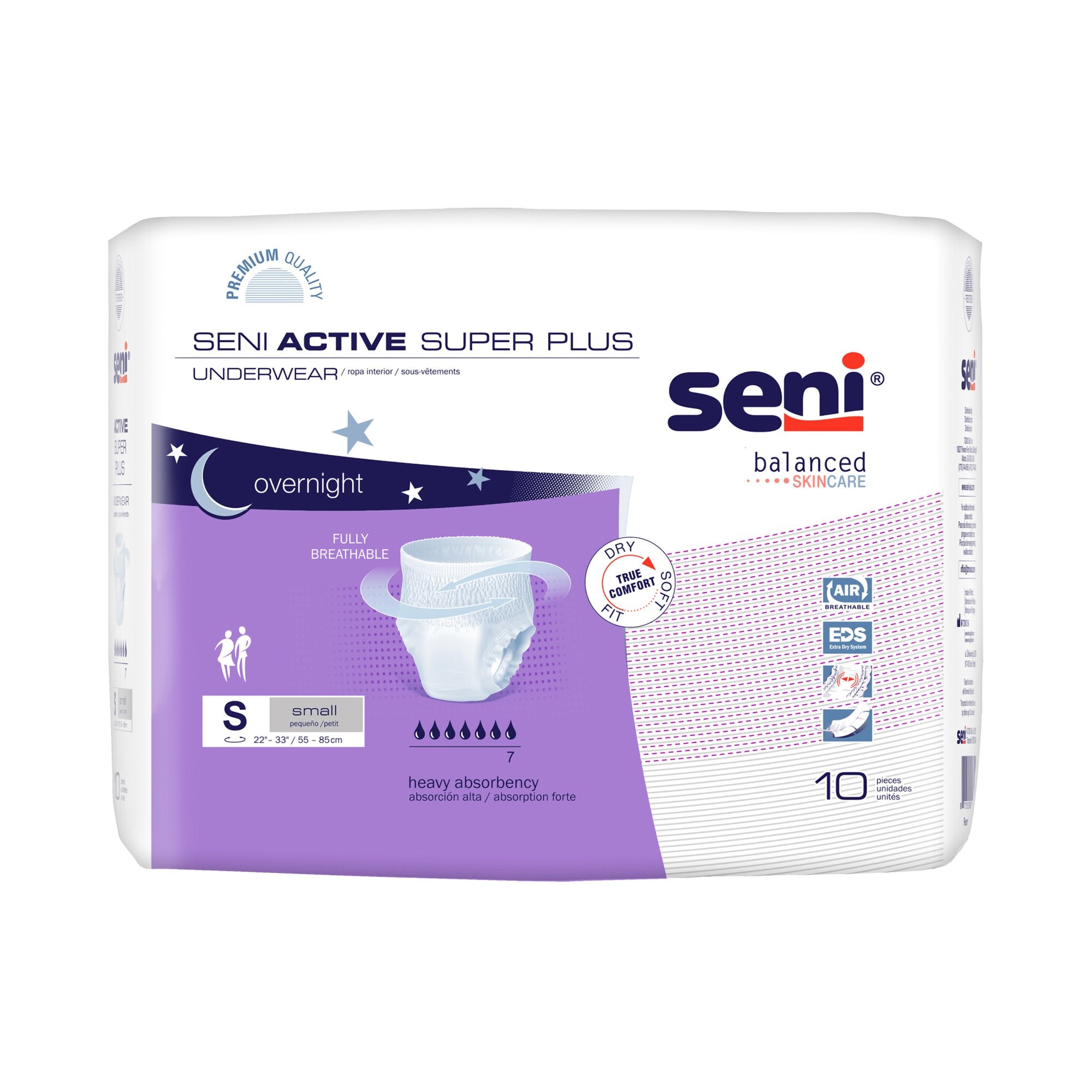 Absorbent Underwear Seni® Active Super Plus Pull On with Tear Away Seams Adult Small Unisex Disposable Heavy Absorbency