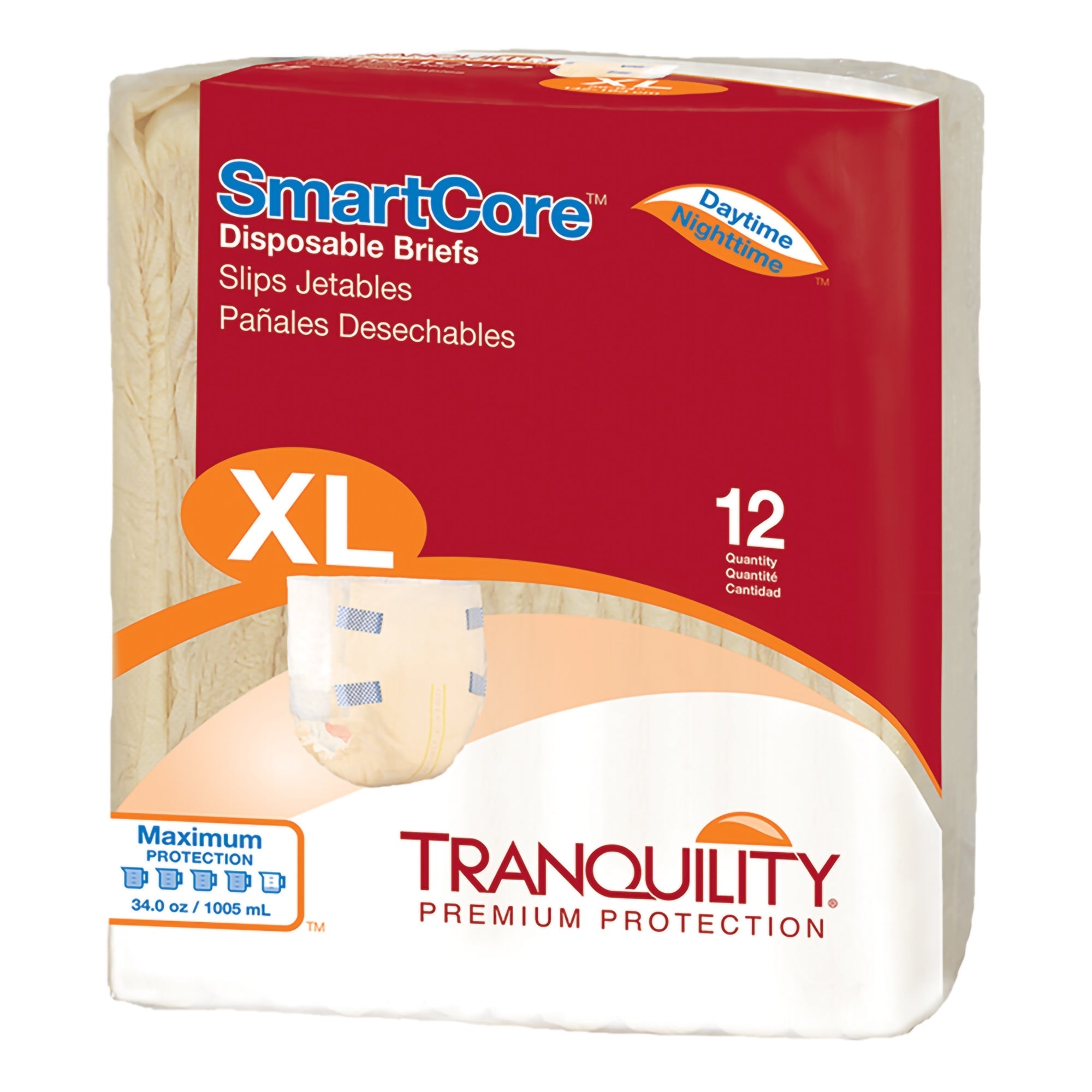 Tranquility SmartCore™ XL Incontinence Briefs - Maximum Absorbency (12 Pack)