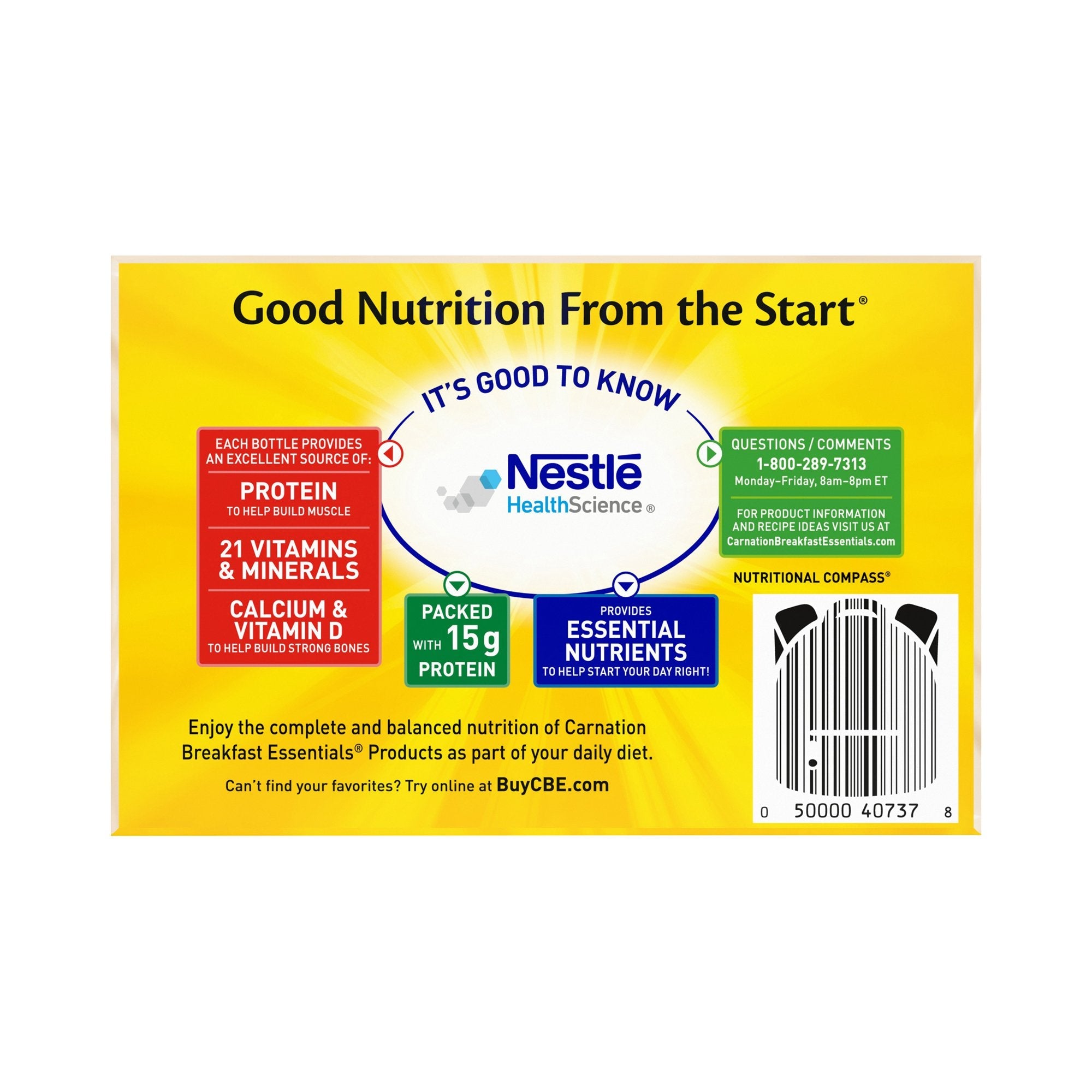 Carnation Breakfast Essentials® High Protein Vanilla Nutritional Drink, 8-ounce bottle (6 Units)