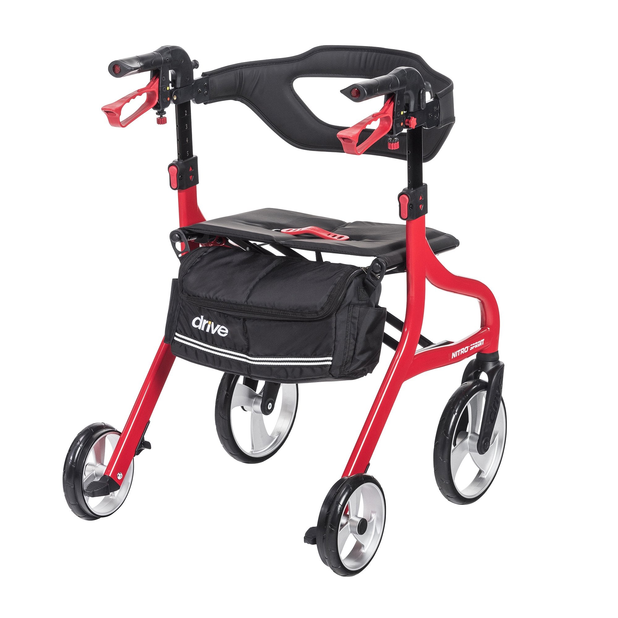 4 Wheel Rollator drive™ Nitro Sprint Red Folding Aluminum Frame - image 9