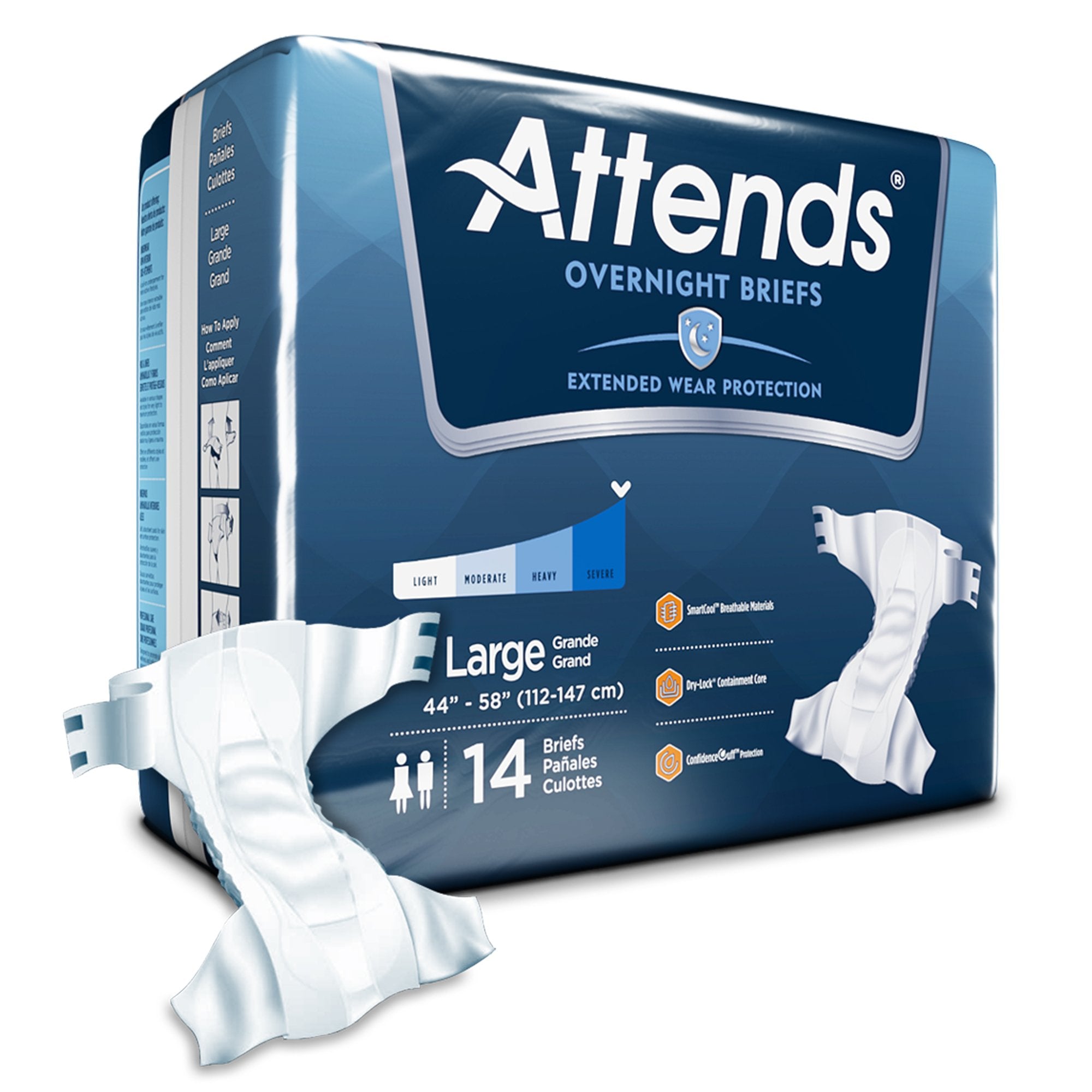 Attends® Briefs with Overnight Protection, Large (14 Units)