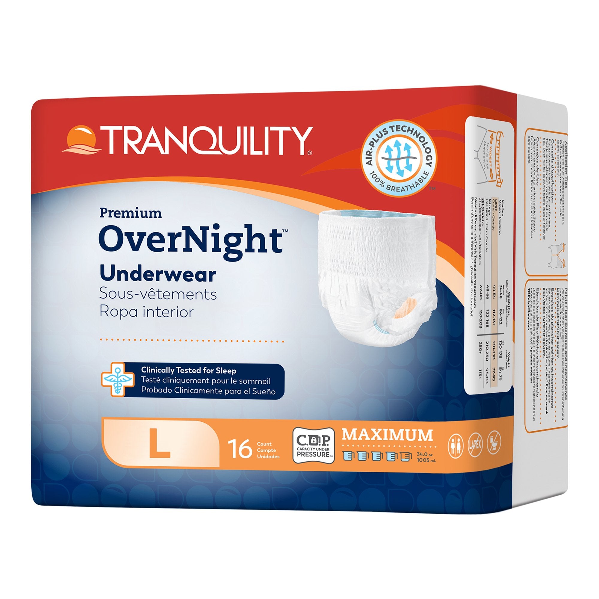 Absorbent Underwear Tranquility® Premium OverNight™ Pull On with Tear Away Seams Adult Large Unisex Disposable Heavy Absorbency