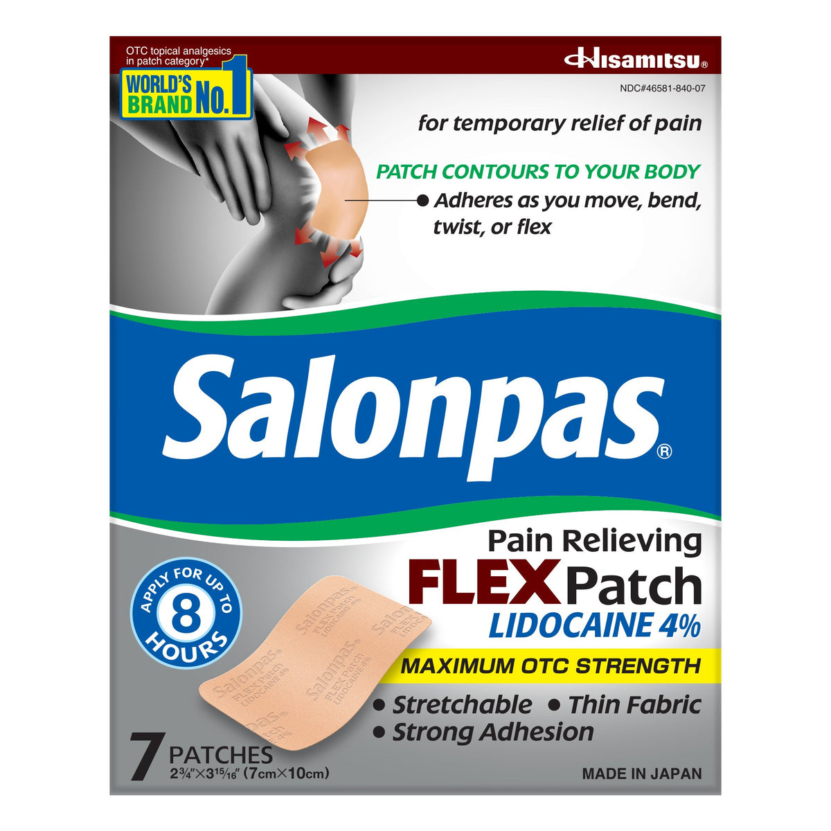 Topical Pain Relief Salonpas® 4% Strength Lidocaine Patch 7 Per Box