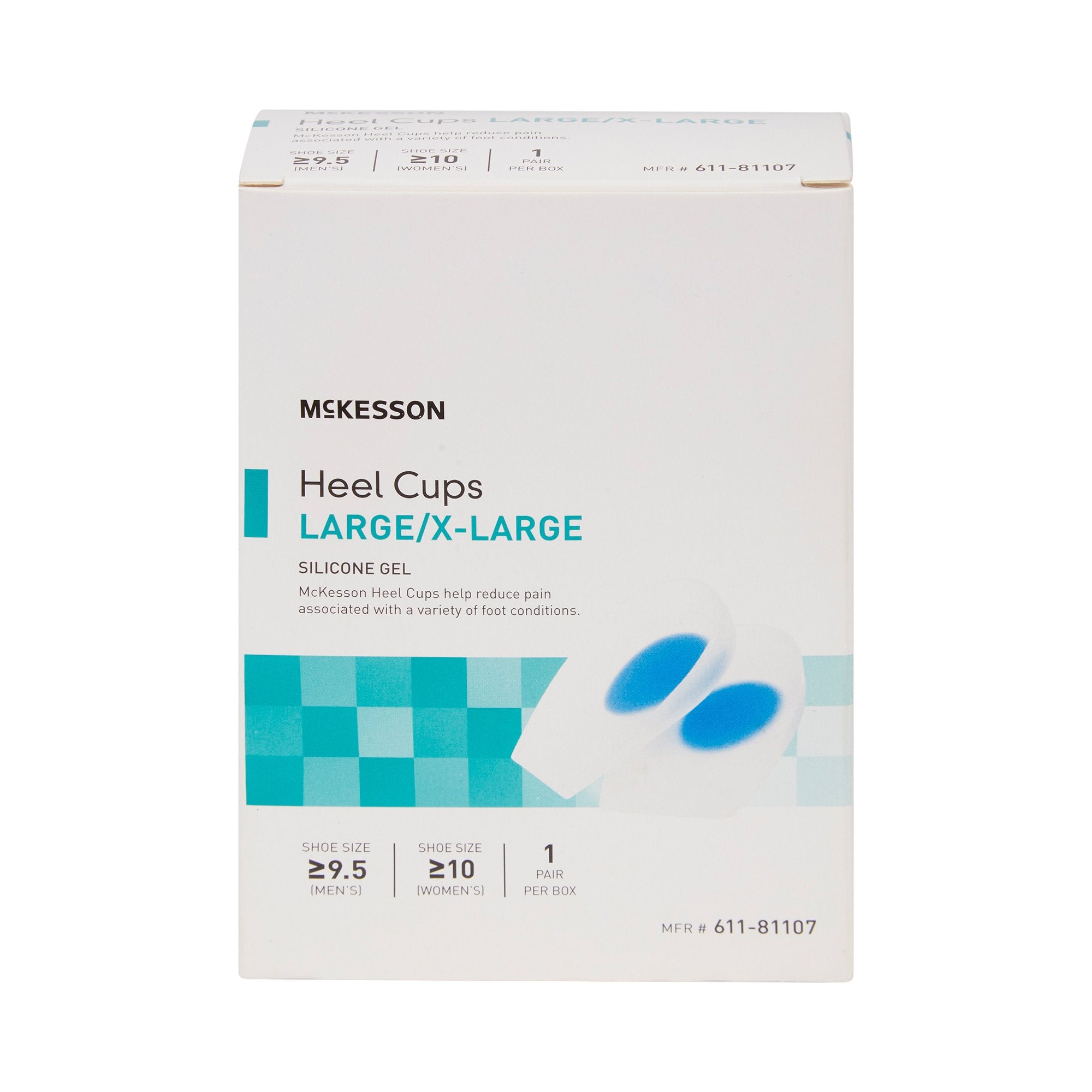 Heel Cup McKesson U-Shaped Silicone Women 10 and up / Men 9.5 and up Blue / Clear - image 3