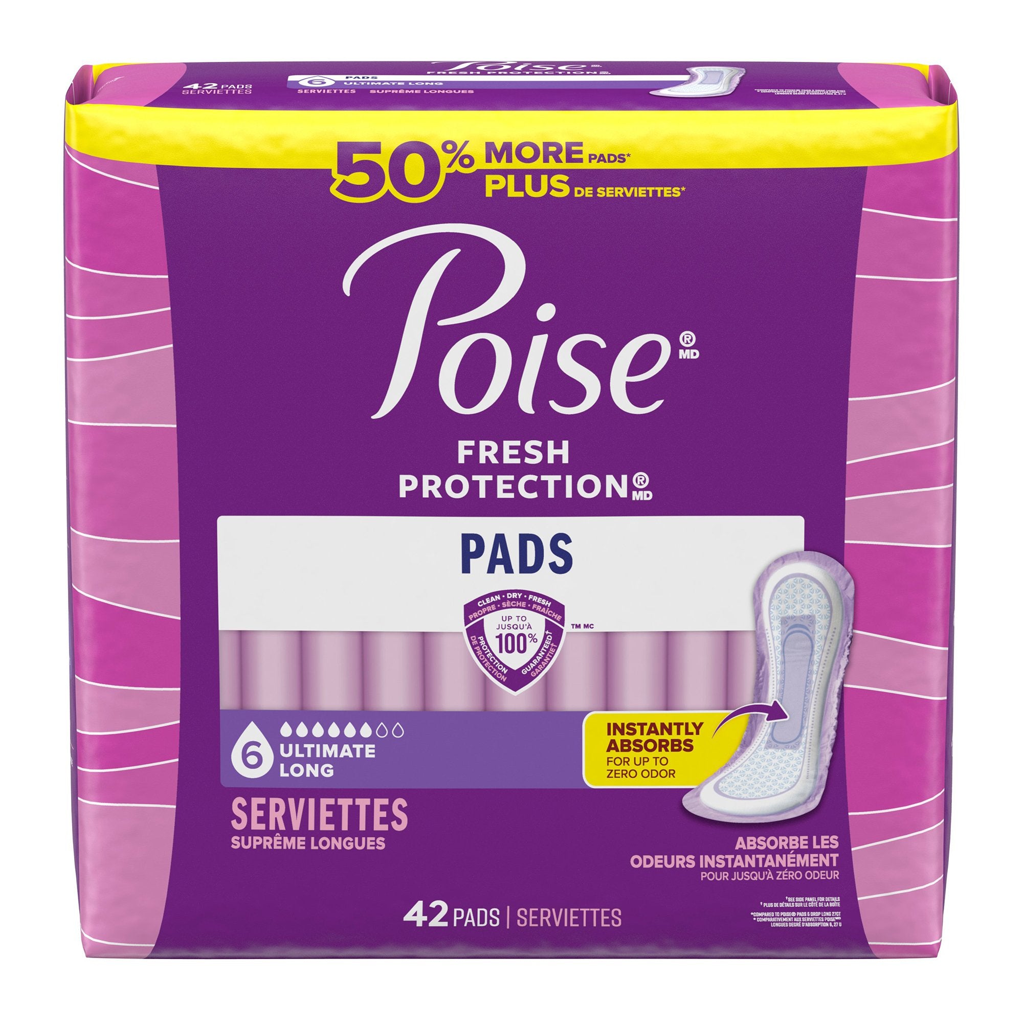 Bladder Control Pad Poise® Fresh Protection™ Heavy Absorbency Super Absorbent Core One Size Fits Most