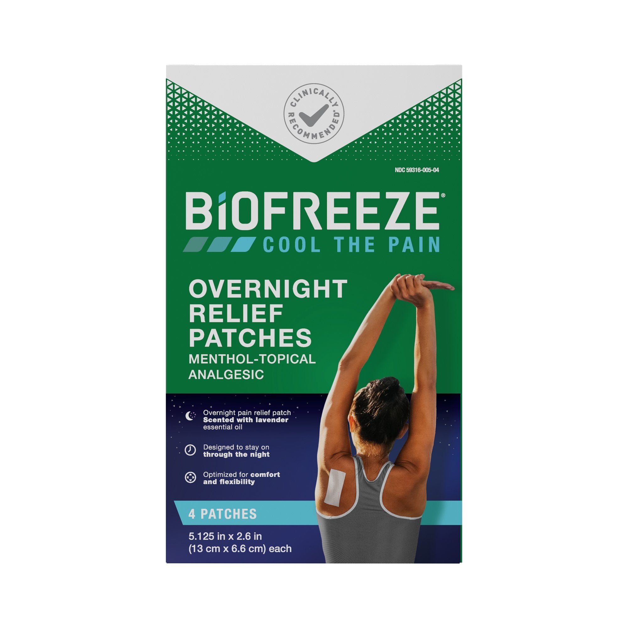Topical Pain Relief Biofreeze® 5% Strength Menthol Patch 4 per Box