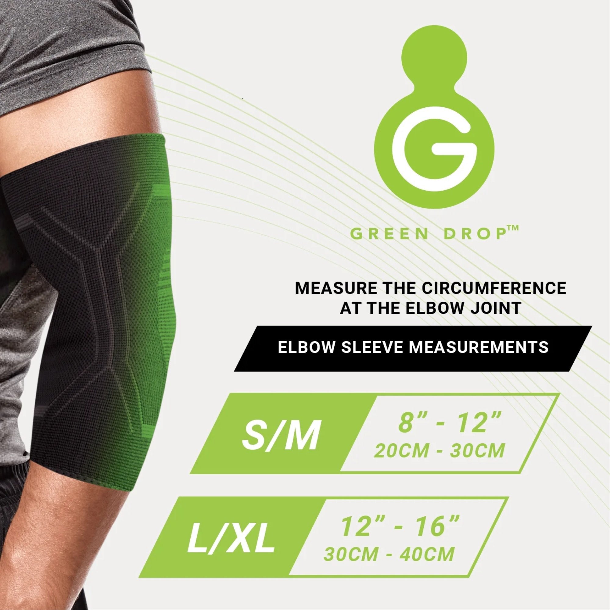 Elbow Support Green Drop™ Small / Medium Pull-On Sleeve Left or Right Elbow 8 to 12 Inch Elbow Circumference Black - image 2
