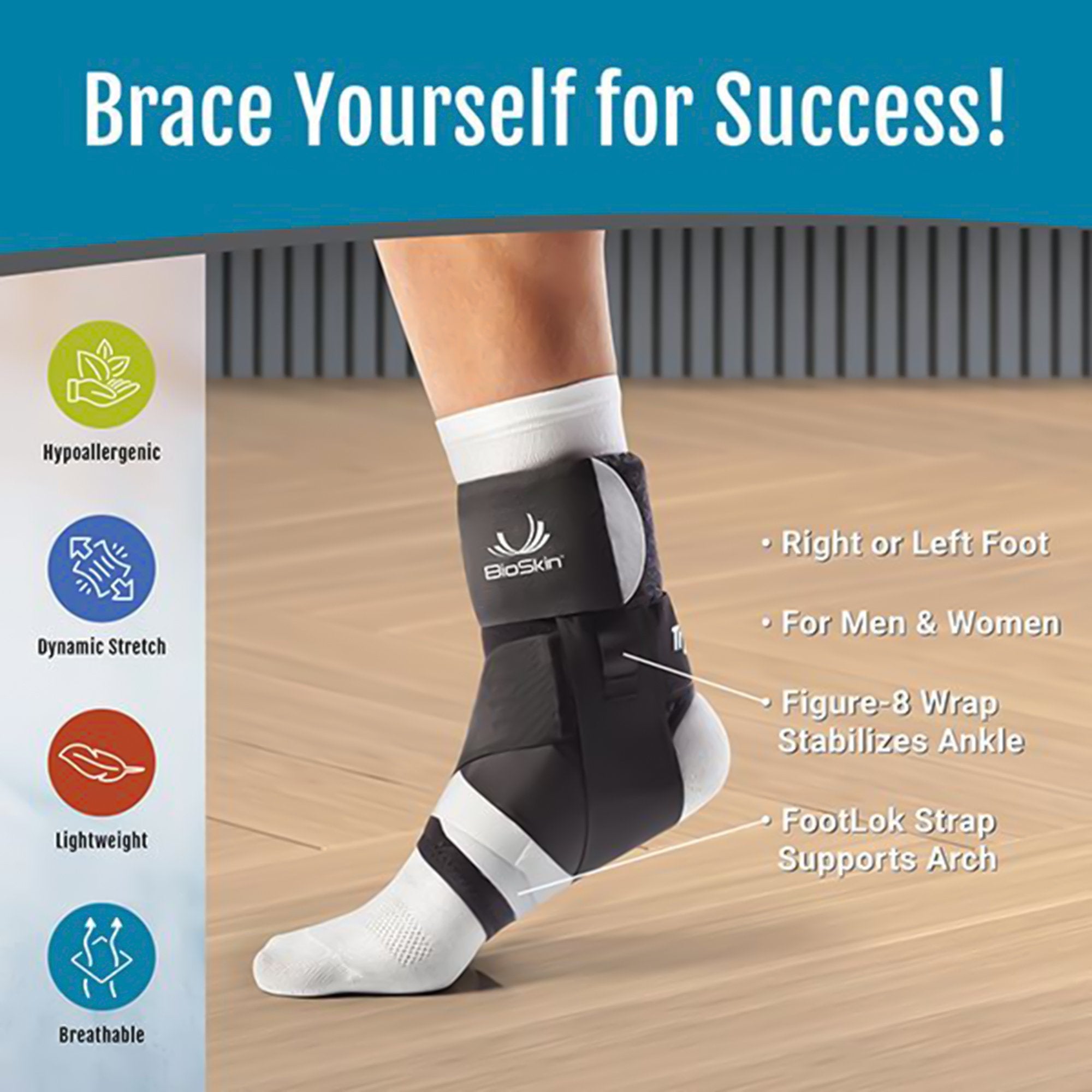 Ankle Support BioSkin® TRILOK™ Medium Hook and Loop Strap Closure Left / Right Foot - image 4