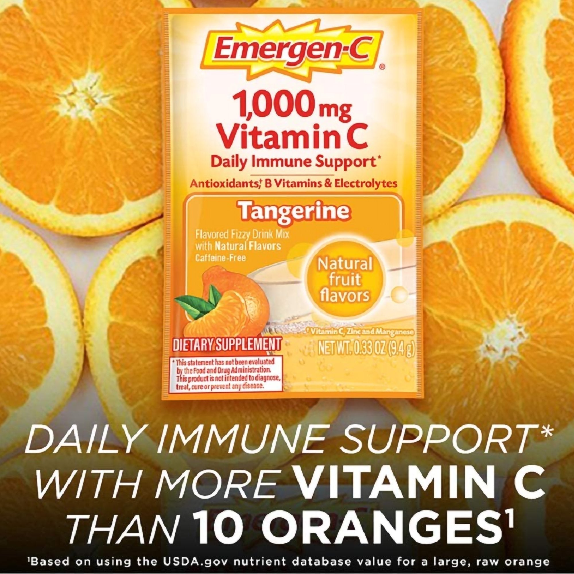 Emergen-C® Vitamin C Daily Immune Support Drink Mix, Super Tangerine Flavor (30 Units)
