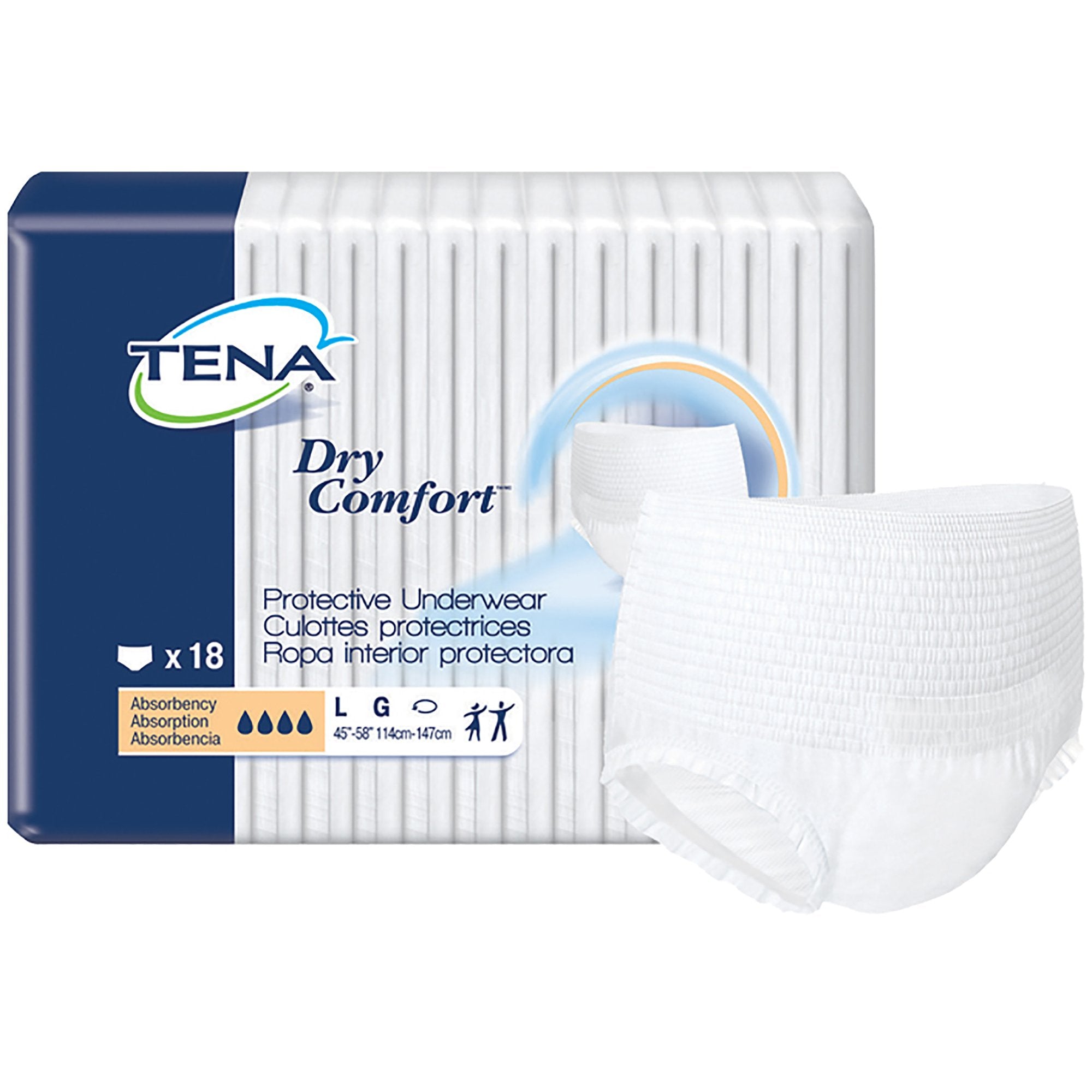Tena Dry Comfort Absorbent Underwear, Large - Leak Protection (72 Pack)