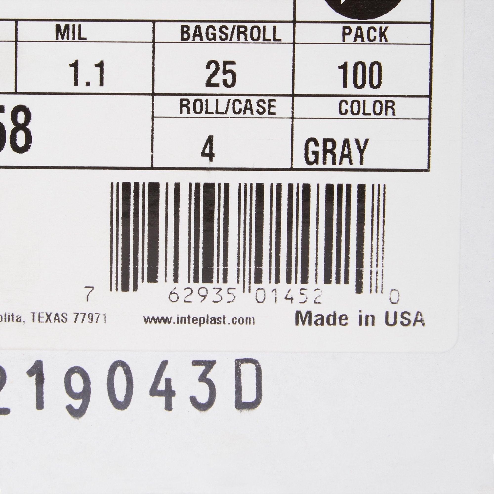 McKesson Extra Heavy Duty Plus Trash Bag, Gray, 45 gal. (100 Units)