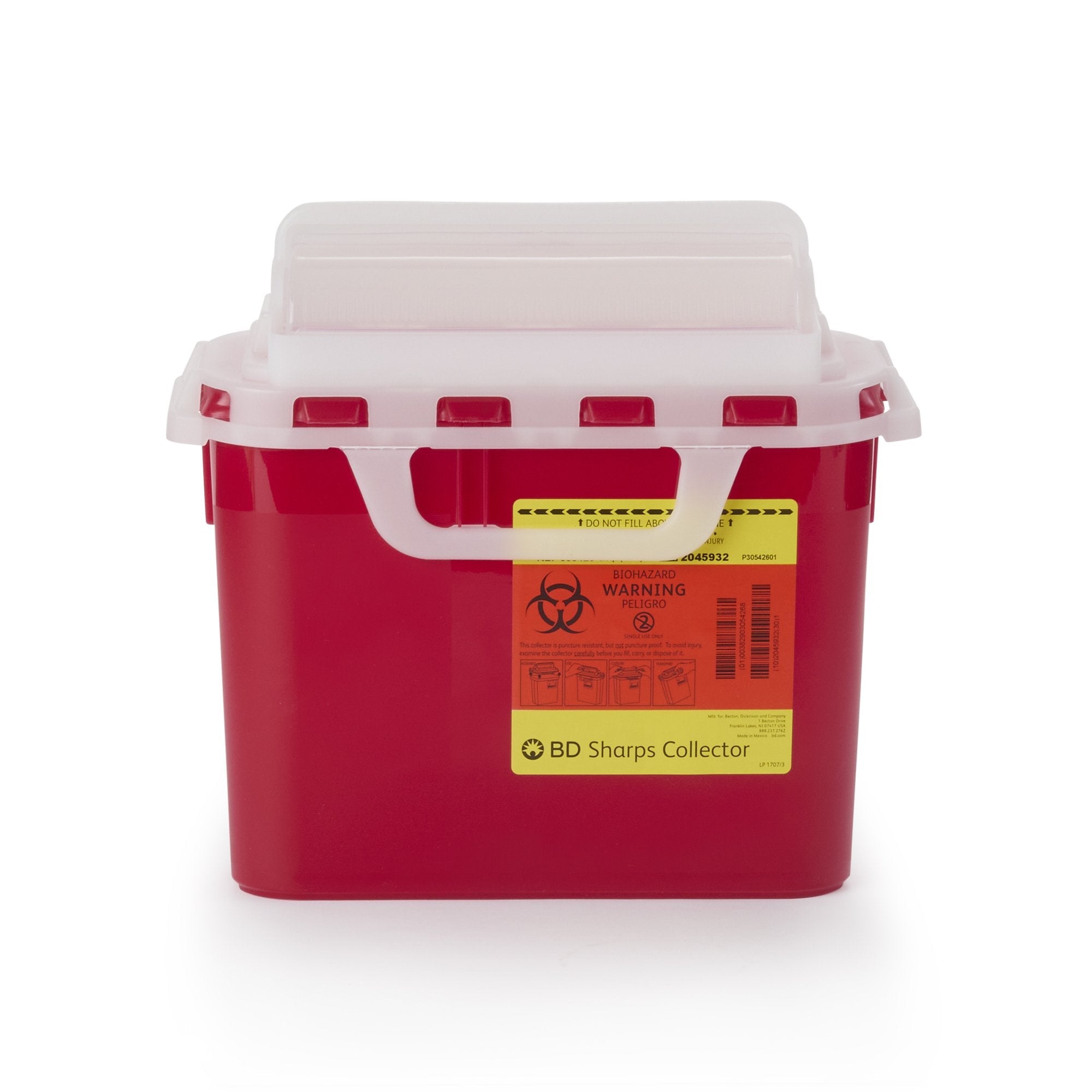 BD™ Red Sharps Container, 5.4 Quart, 12 x 12 x 4-4/5 Inch (12 Units)