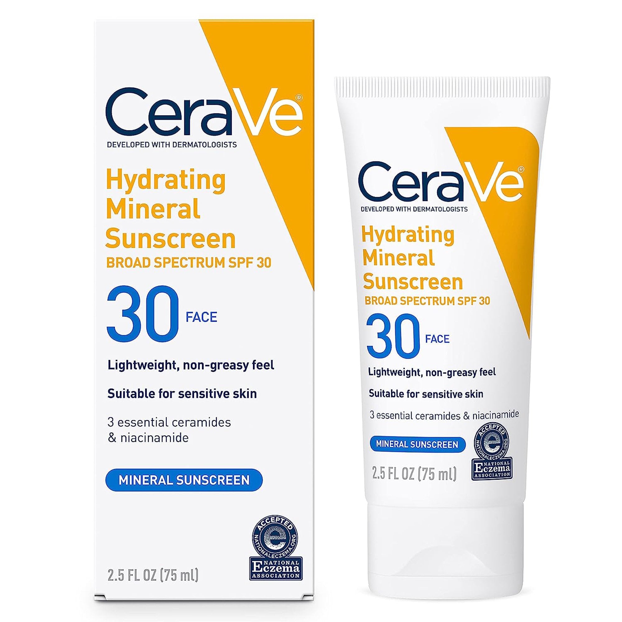 Sunscreen CeraVe® Hydrating Mineral Sunscreen Face SPF 30 Lotion 2.5 oz. Tube