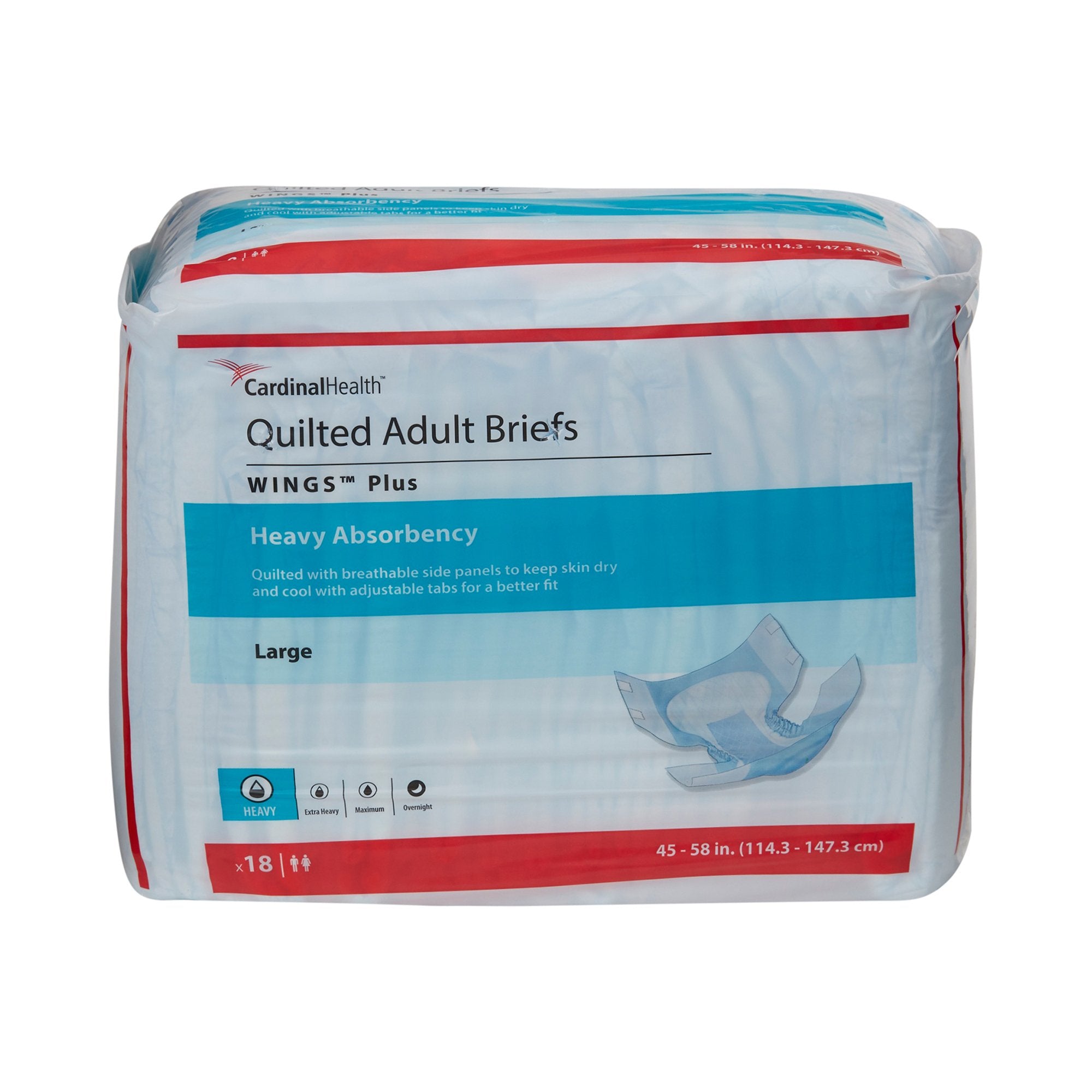 Wings™ Plus Quilted Heavy Absorbency Brief, Large - Unisex Adult Incontinence