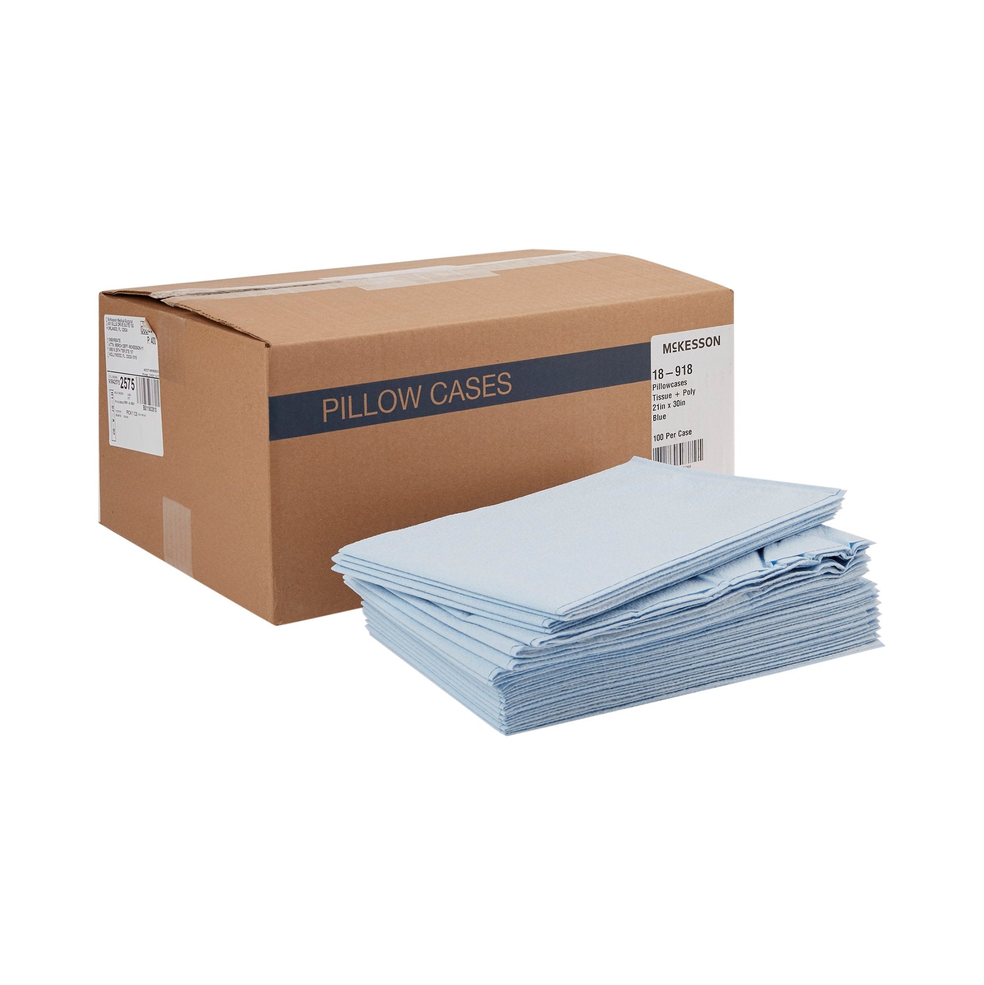 McKesson Blue Disposable Pillowcases - Soft & Hygienic, 21x30", 100 Pack