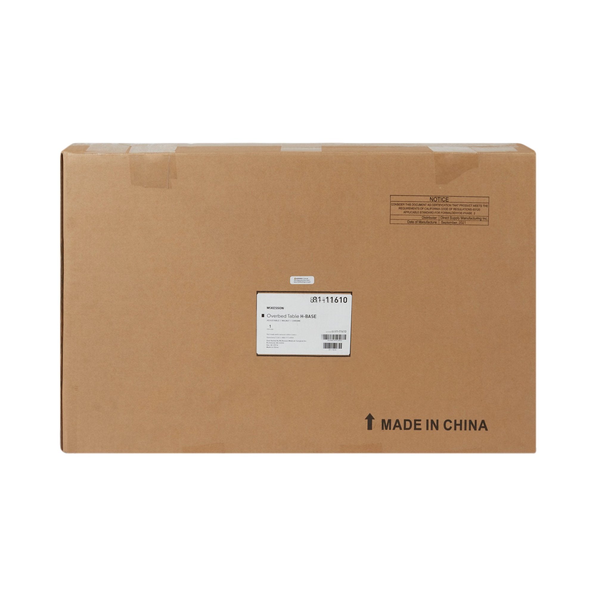 McKesson Overbed Table, Non-Tilt, Spring-Assisted Lift, 28-1/4" to 43-1/4" Height Range (1 Unit)