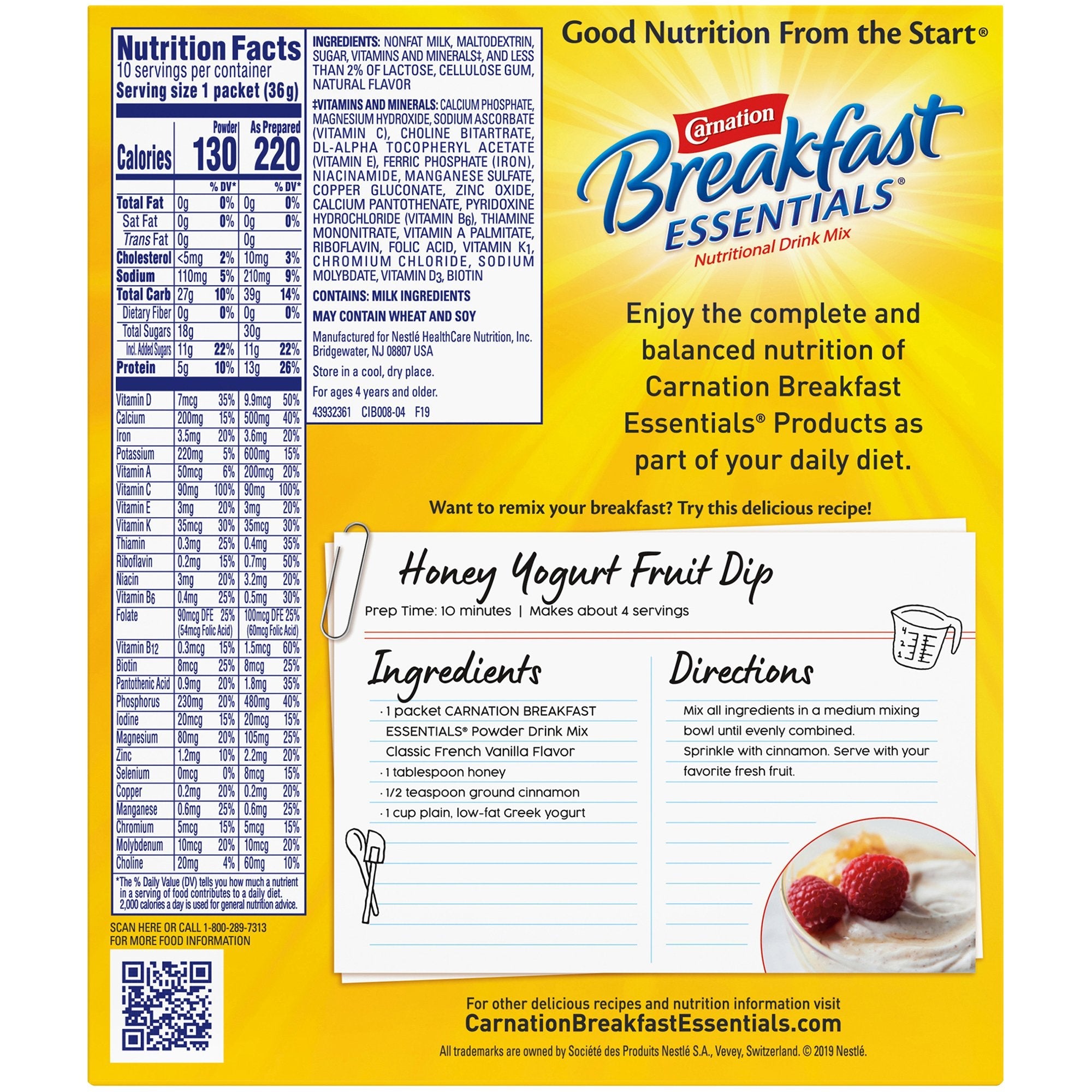 Carnation Breakfast Essentials® Vanilla Nutritional Drink (10 Units)