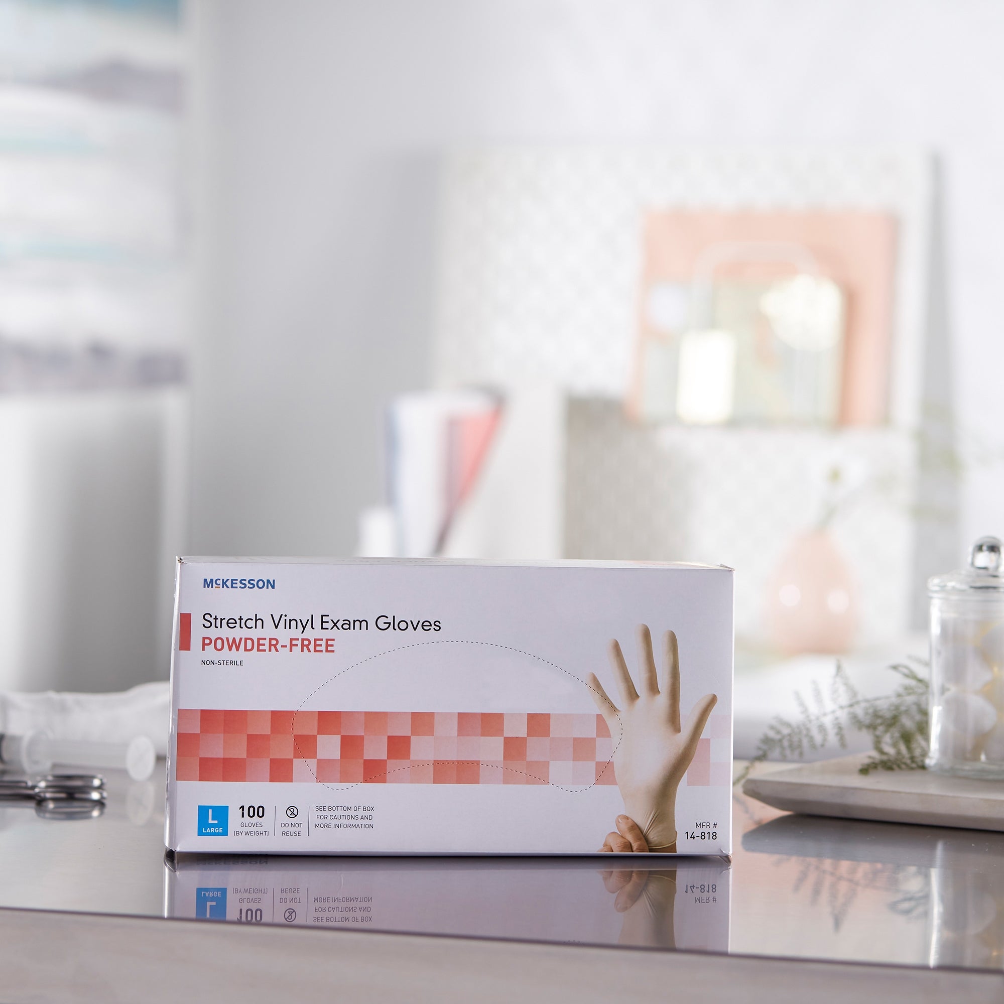 McKesson Stretch Vinyl Exam Gloves Large - Ivory, NonSterile, Smooth (100 Pack)