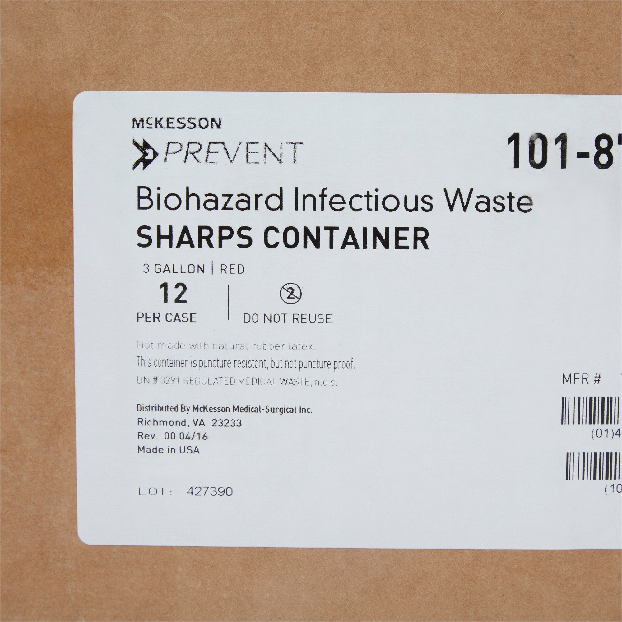 McKesson Prevent® Multi-purpose Sharps Container, 3 Gallon, 13-1/2 x 12-1/2 x 6 Inch (12 Units)