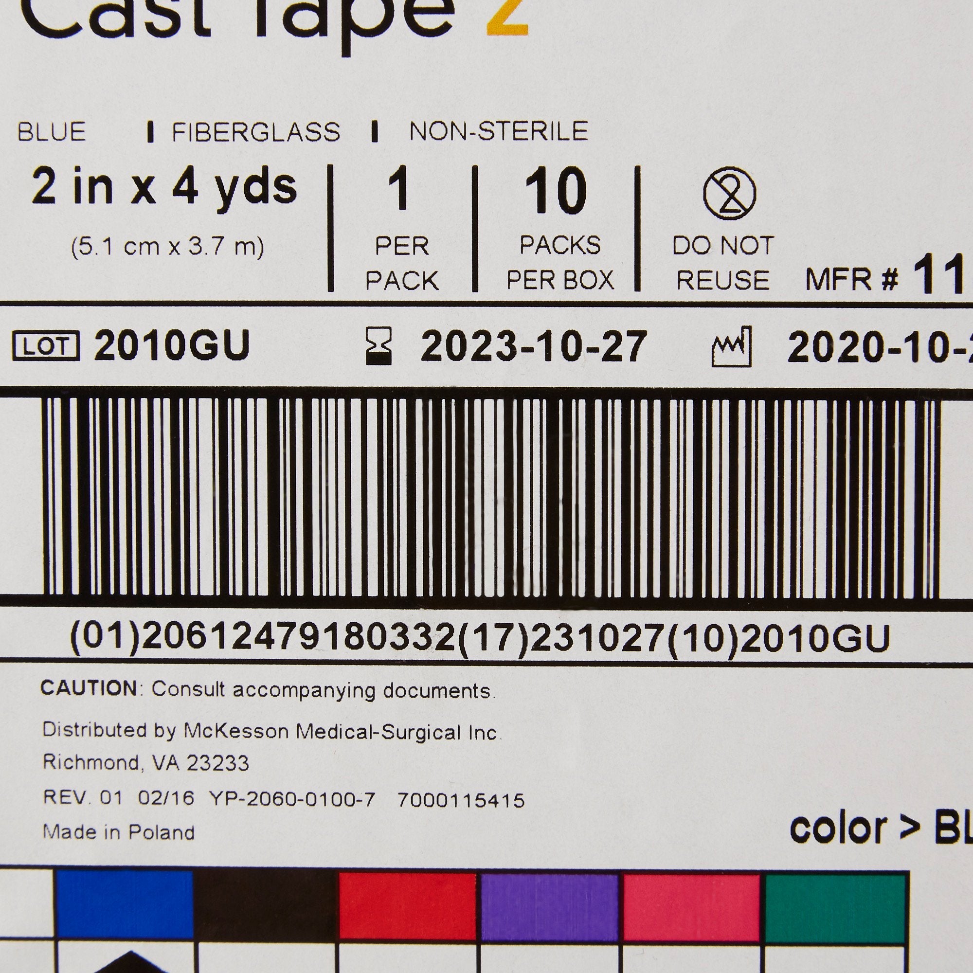 McKesson Blue Cast Tape, 2 Inch x 4 Yard (10 Units)