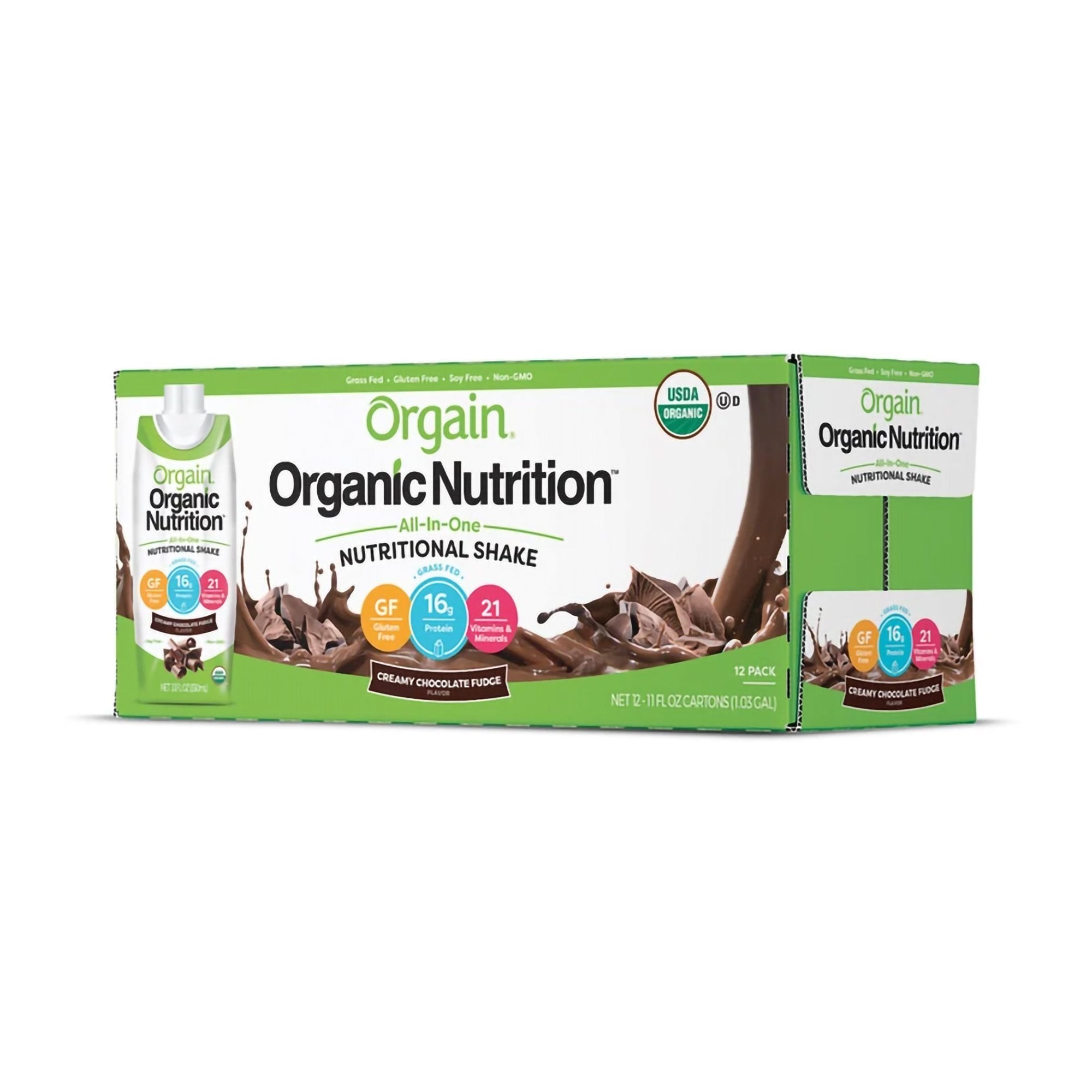 Orgain® Organic Nutrition™ Chocolate Nutritional Shake, 11-ounce carton (4 Units)