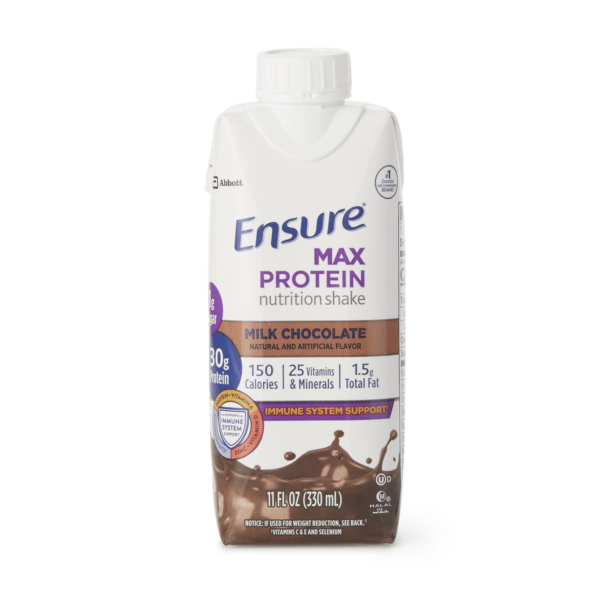 Oral Supplement Ensure® Max Protein Nutrition Shake Milk Chocolate Flavor Liquid 11 oz. Reclosable Carton - image 3