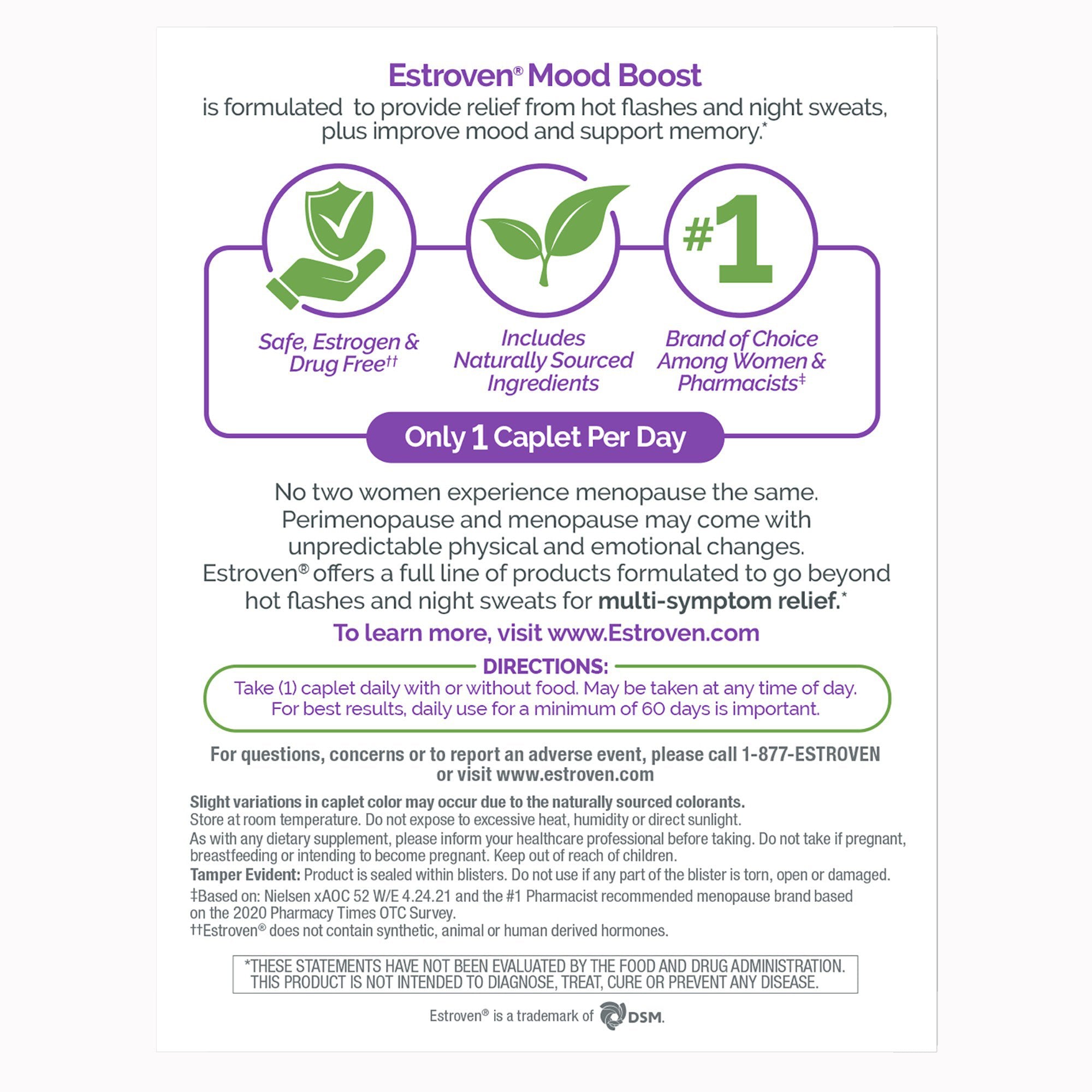Dietary Supplement Estroven® Mood Boost Black Cohosh / Magnolia Bark / Ginkgo biloba 40 mg - 15 mg - 120 mg Strength Caplet 30 per Box - image 4