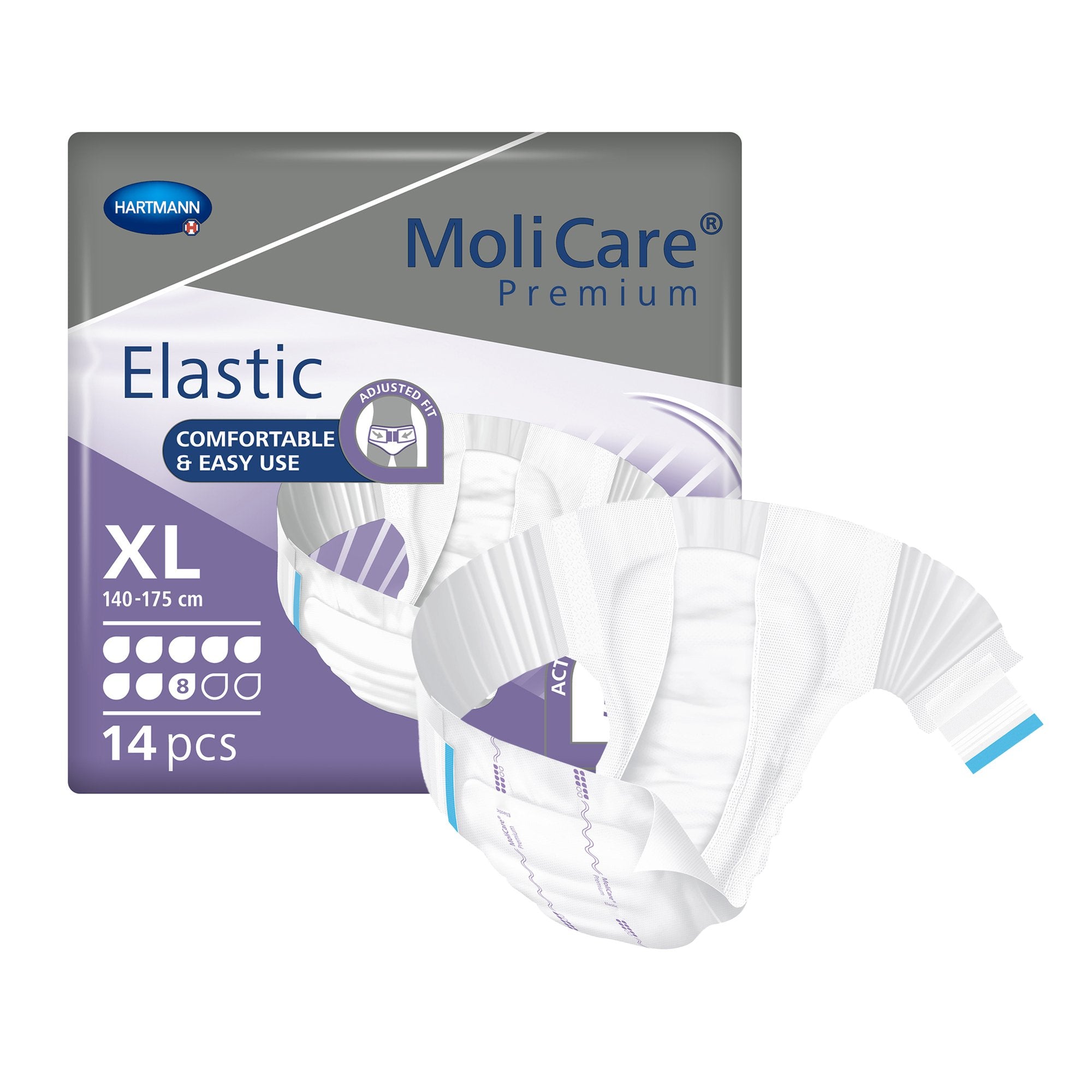 Incontinence Brief MoliCare® Premium Elastic 8D Adult X-Large Unisex Disposable Heavy Absorbency