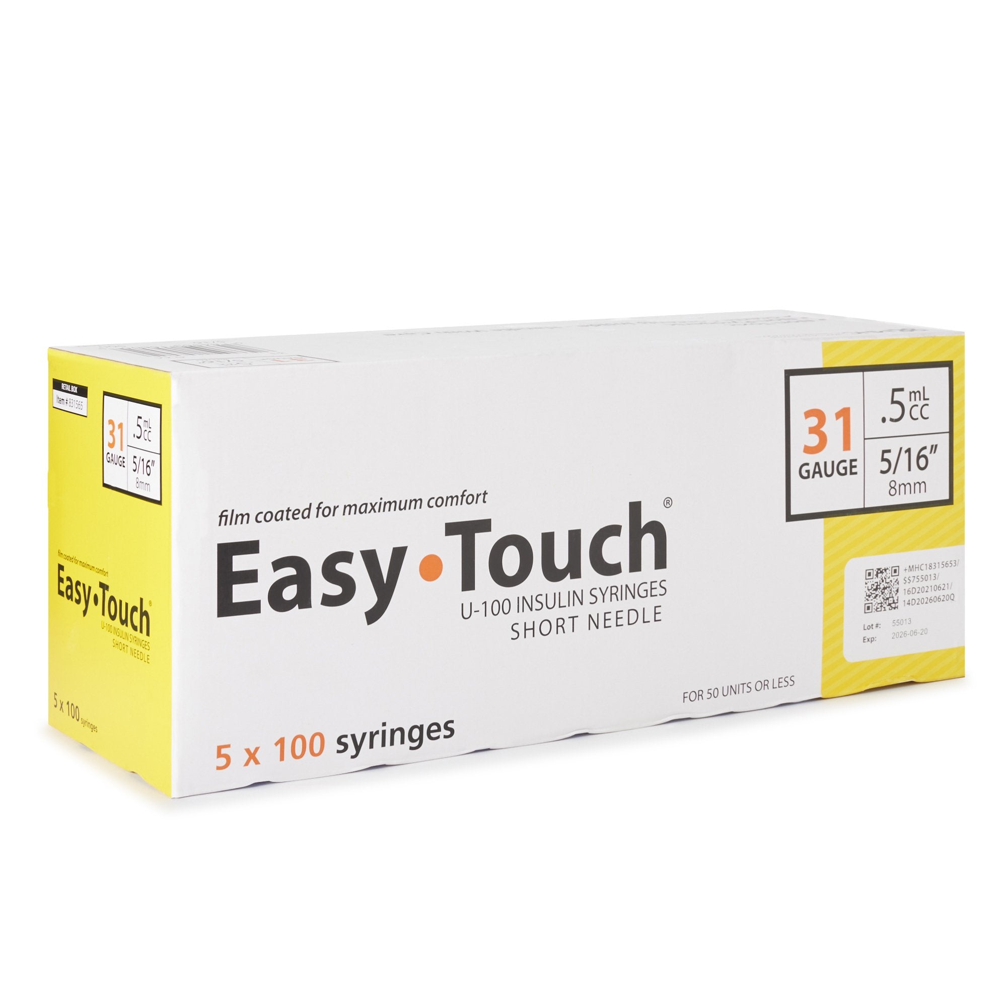 Standard Insulin Syringe with Needle EasyTouch™ 0.5 mL 5/16 Inch 31 Gauge NonSafety Thin Wall - image 5